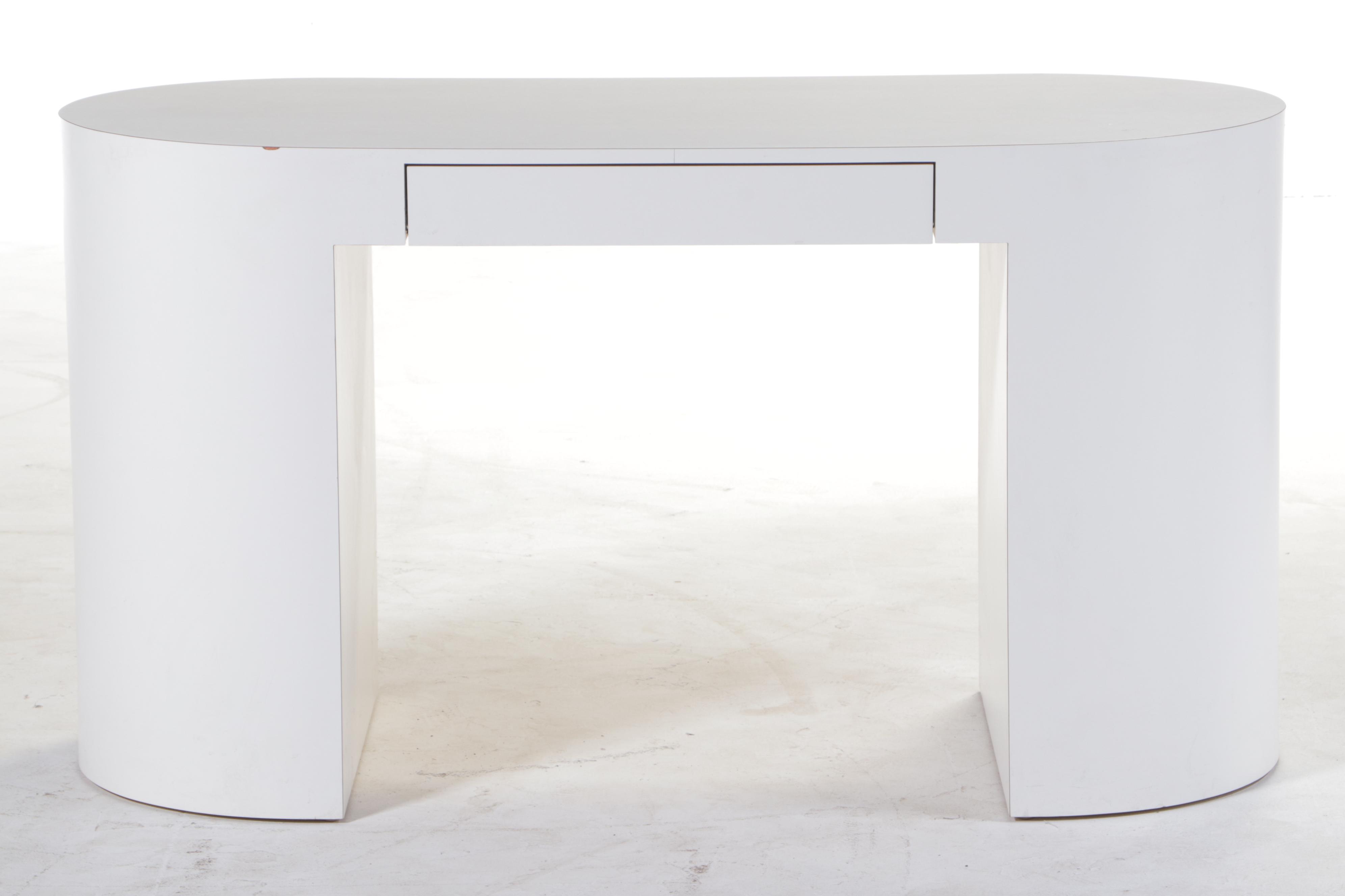 Post Modernist White Laminate Single-Drawer Desk, Late 20th Century