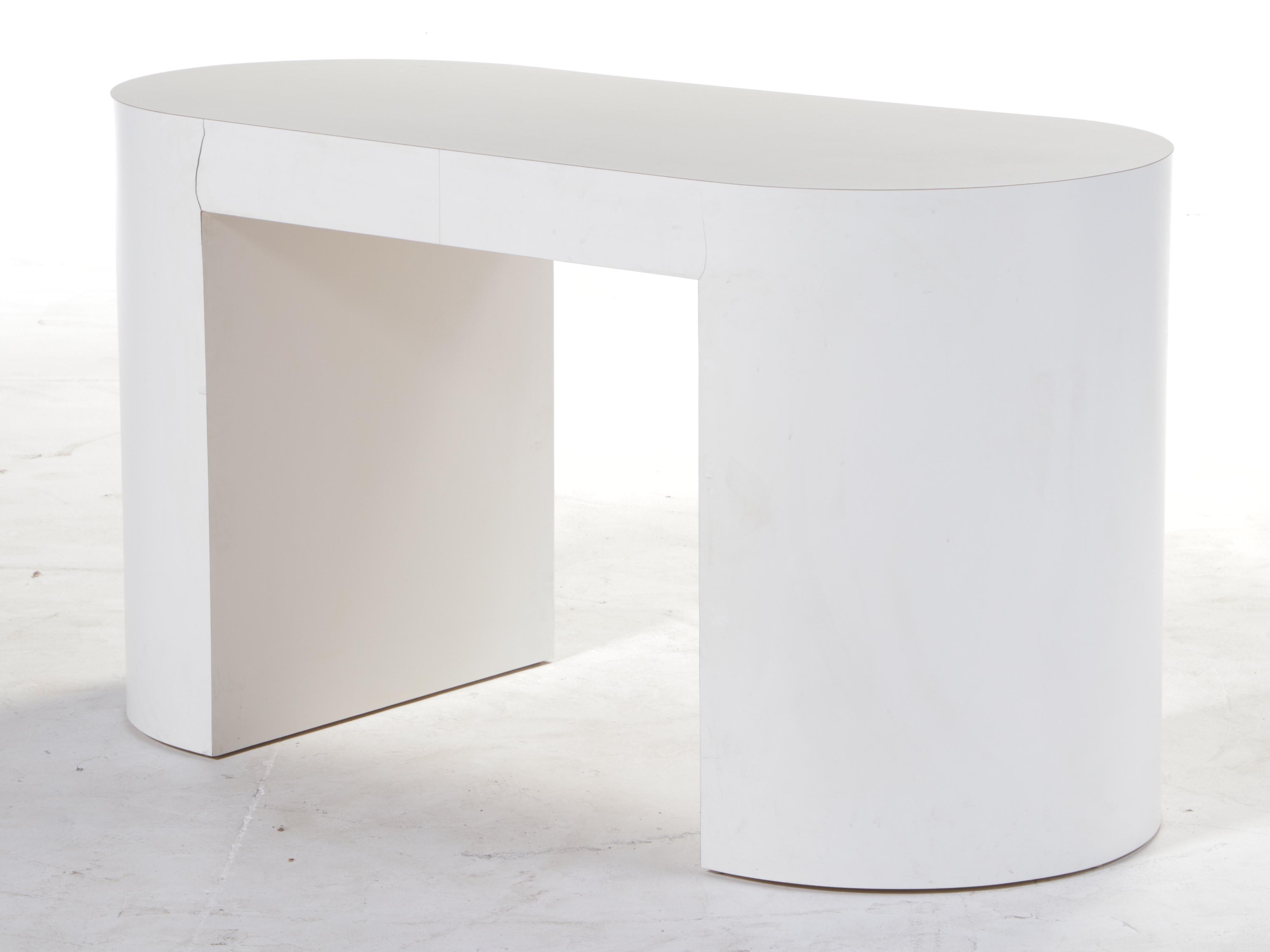 Post Modernist White Laminate Single-Drawer Desk, Late 20th Century