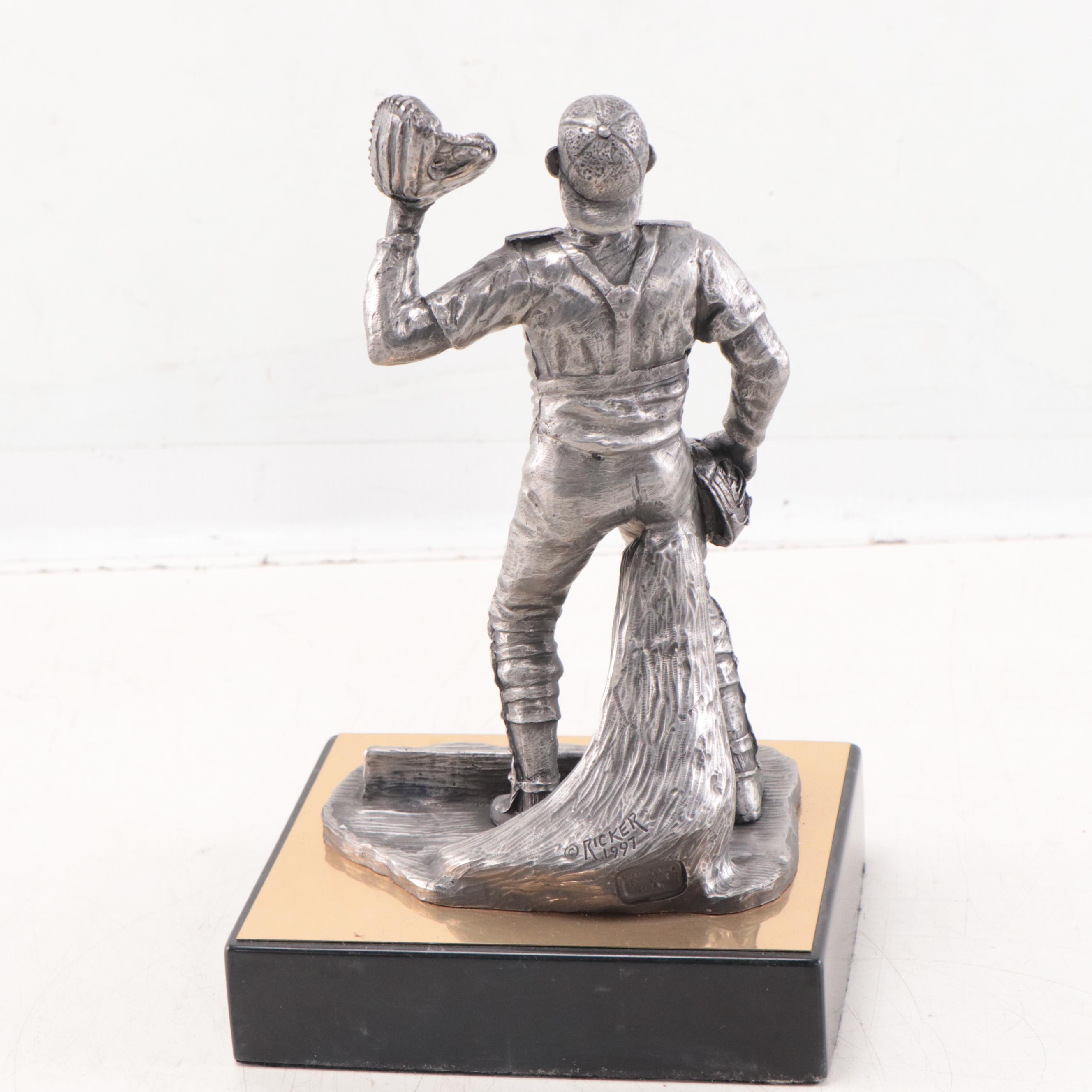 Yogi Berra Signed "The Legend Lives" Pewter Sculpture by Michael Ricker 1997