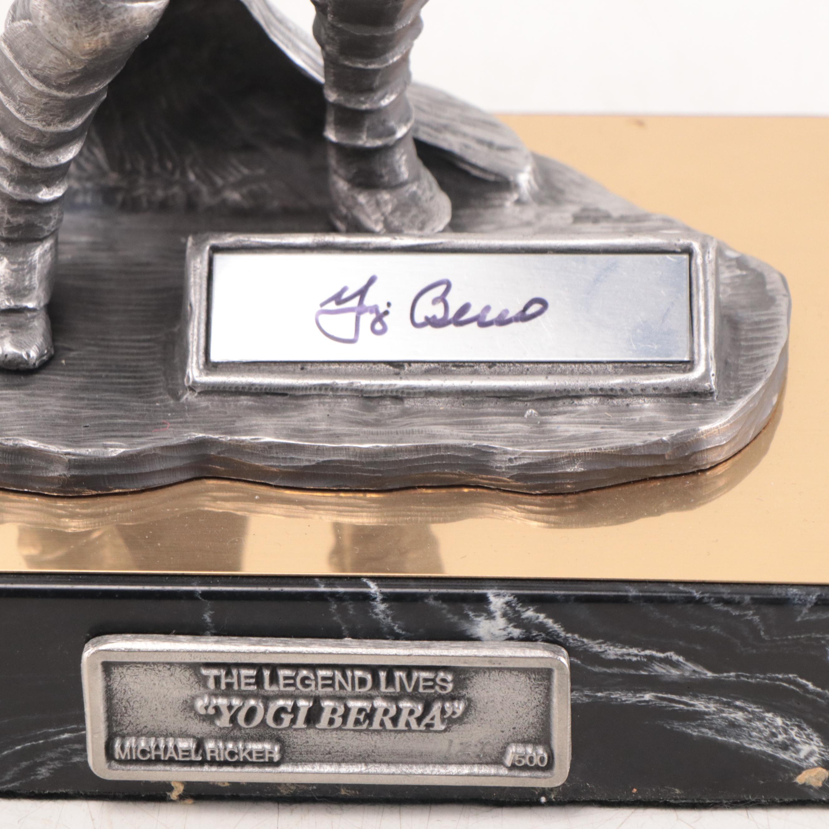 Yogi Berra Signed "The Legend Lives" Pewter Sculpture by Michael Ricker 1997