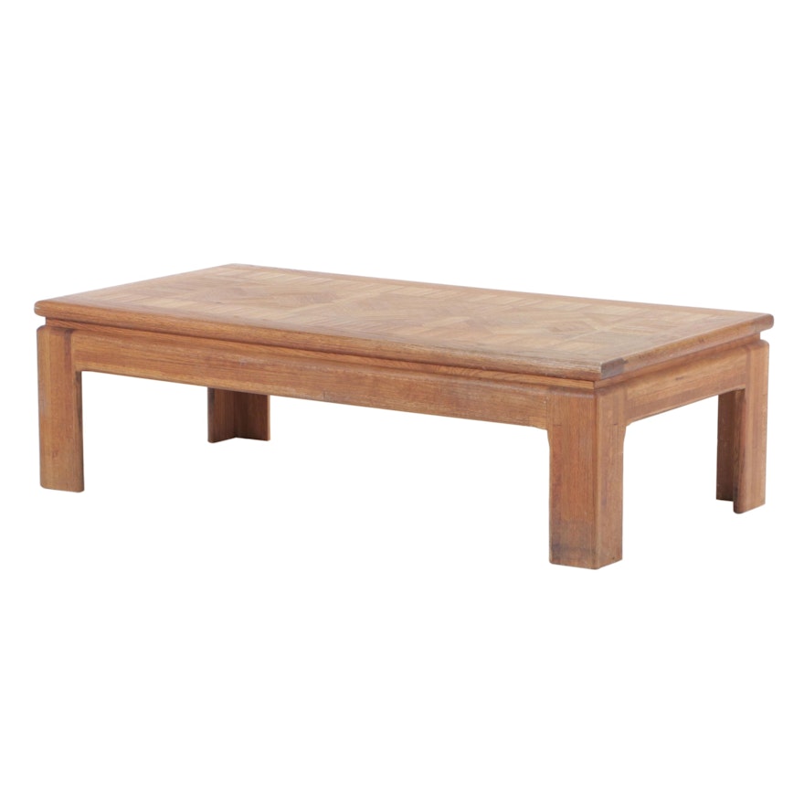 Modernist Oak and Parquetry Coffee Table, Late 20th Century