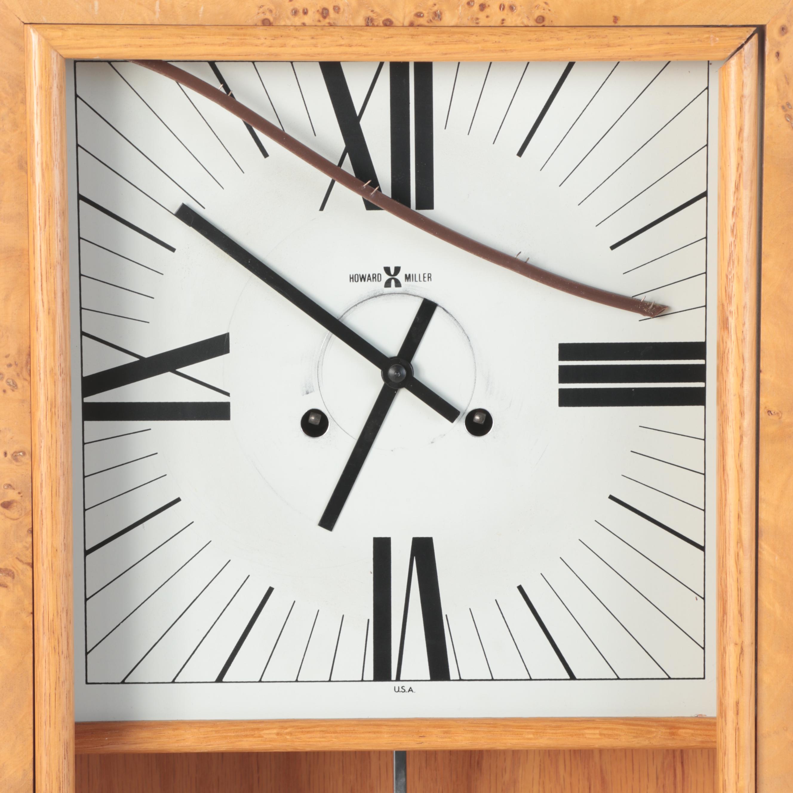 Howard Miller Burlwood and Chrome Regulator Wall Clock
