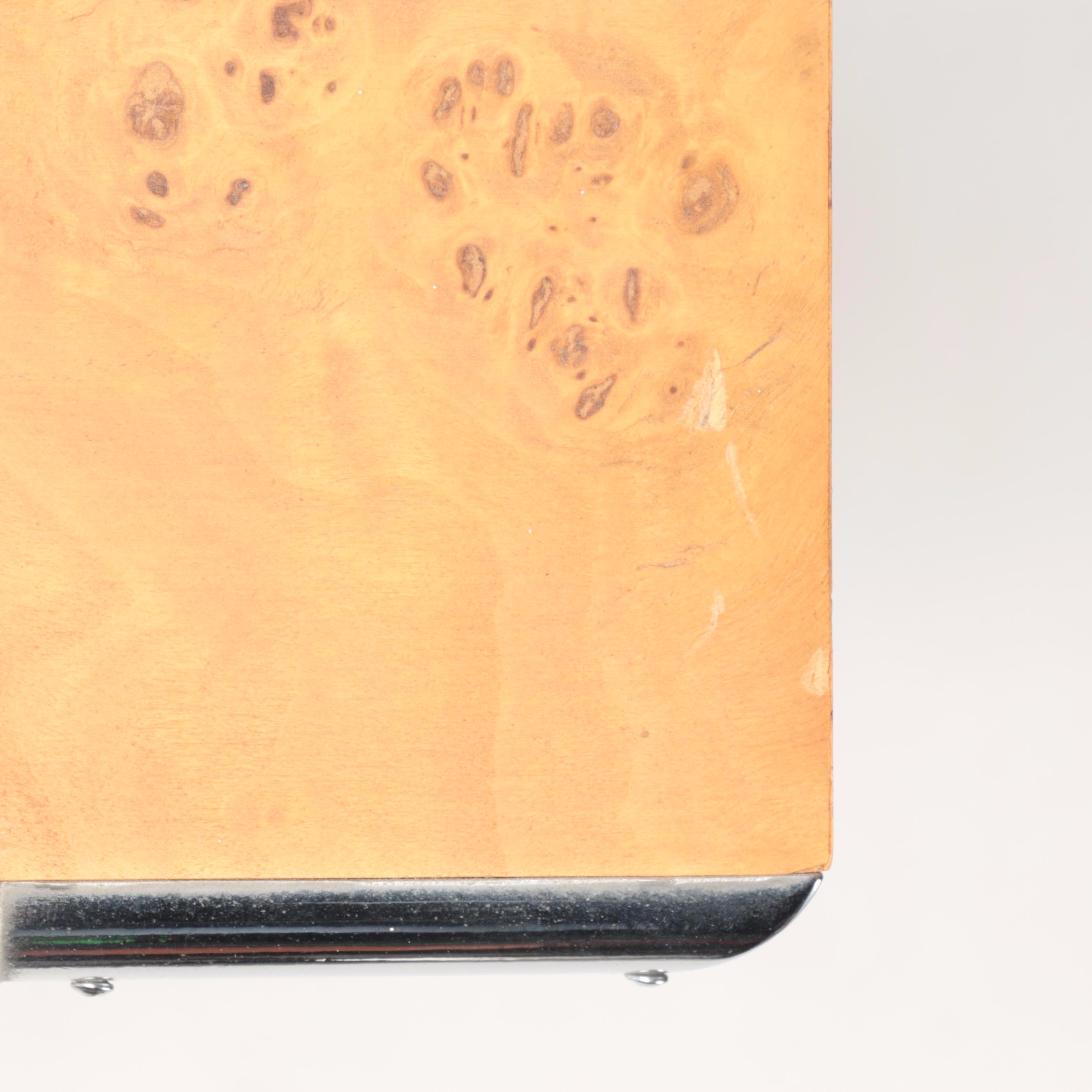 Howard Miller Burlwood and Chrome Regulator Wall Clock