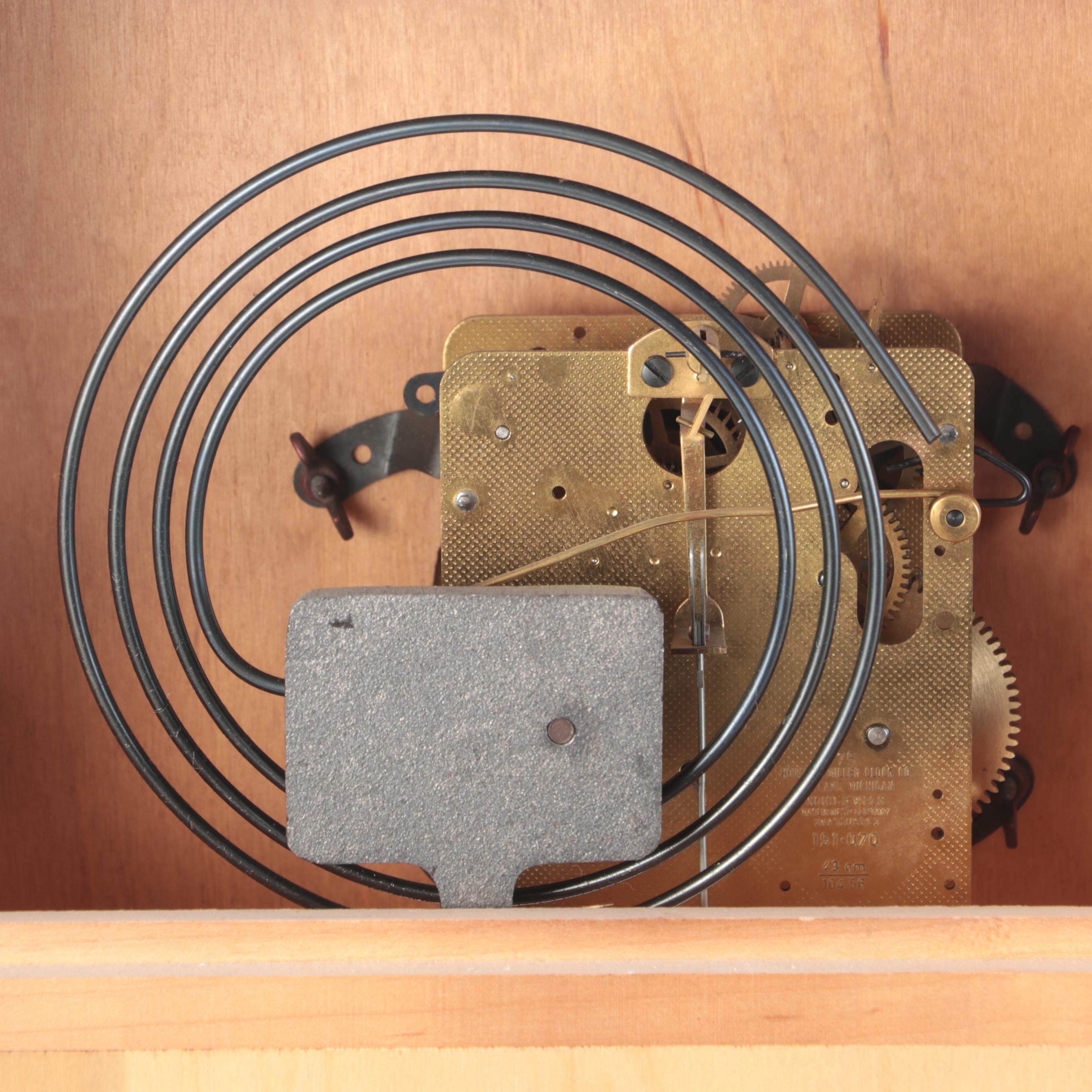 Howard Miller Burlwood and Chrome Regulator Wall Clock