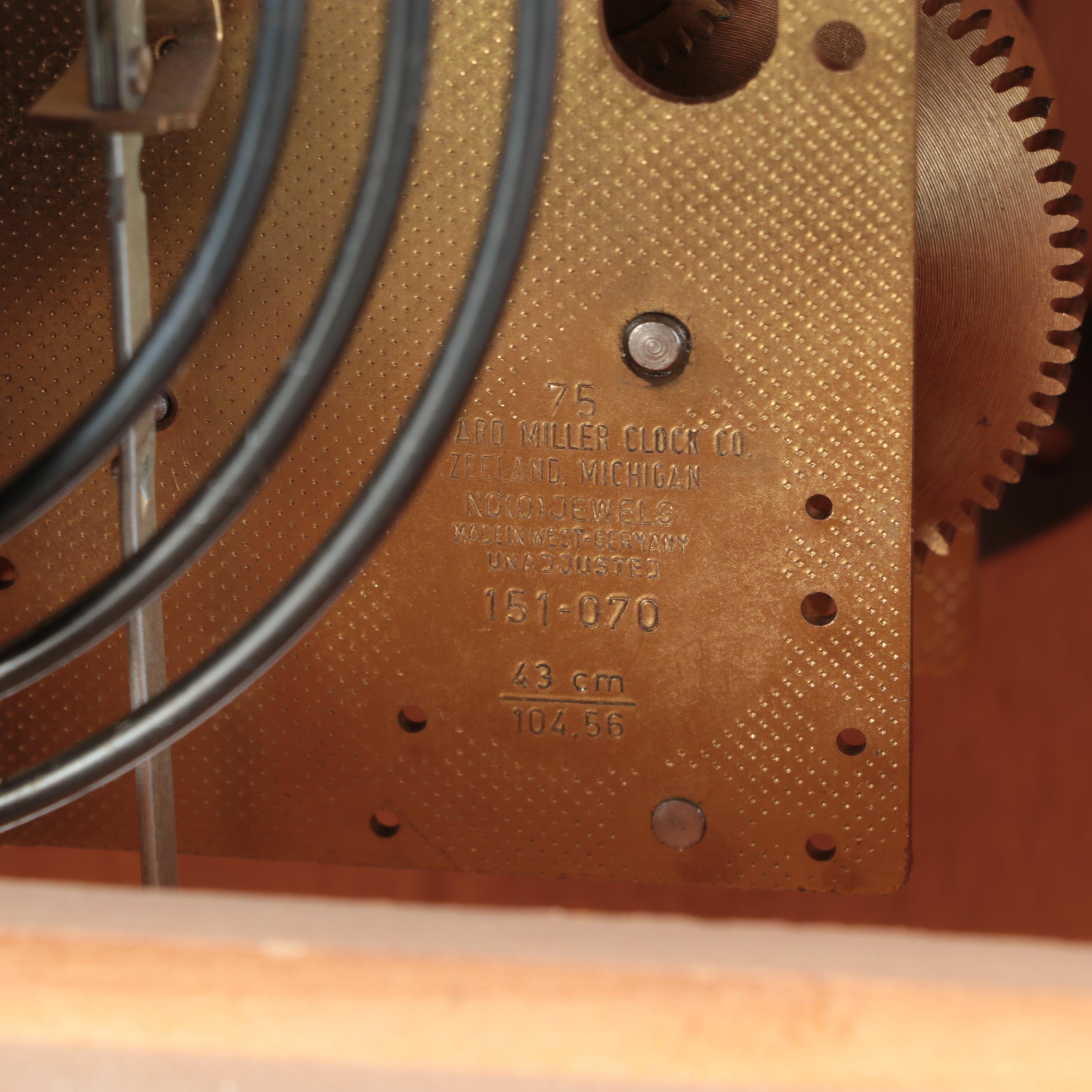 Howard Miller Burlwood and Chrome Regulator Wall Clock