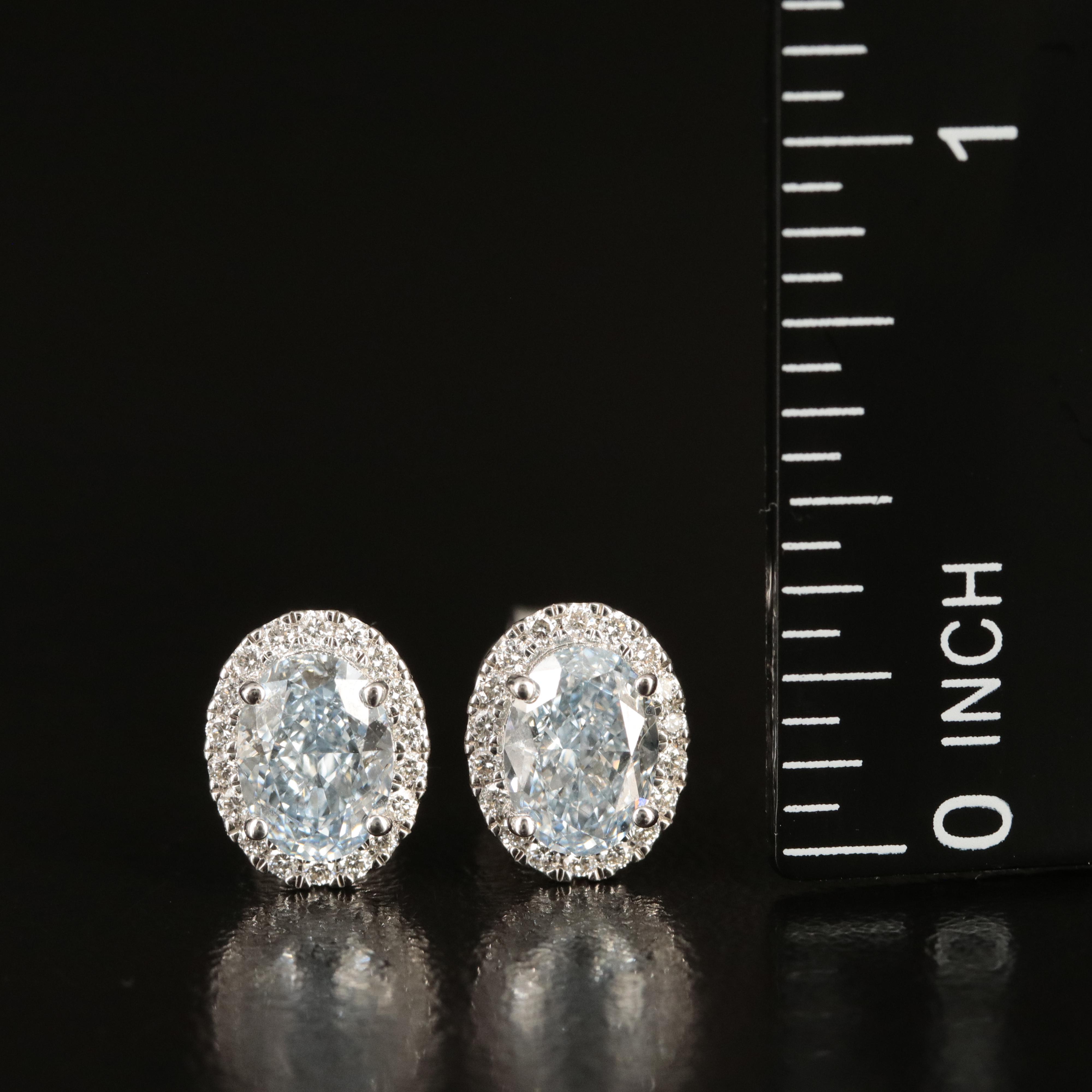 14K 2.25 CTW Lab Grown Diamond Halo Stud Earrings