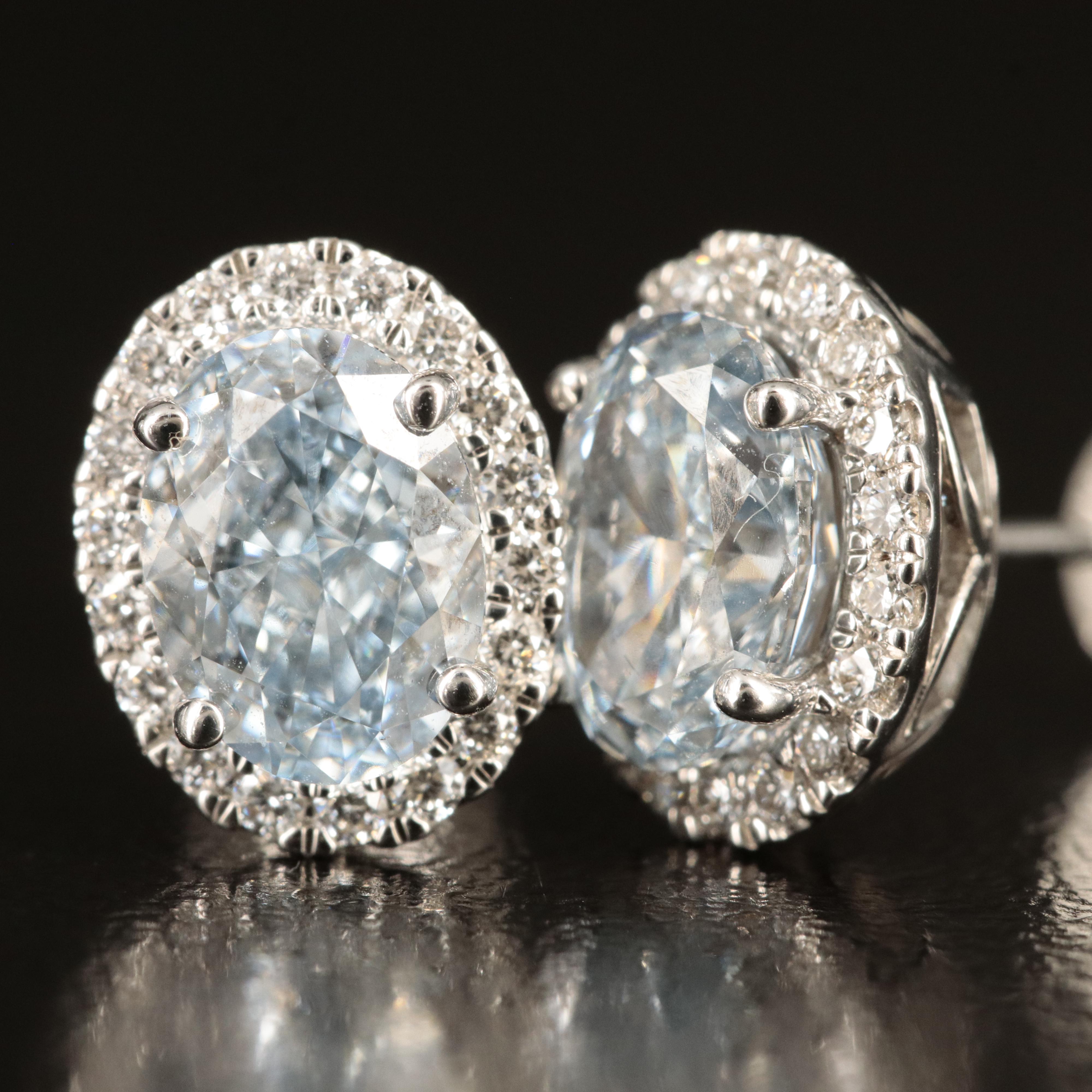 14K 2.25 CTW Lab Grown Diamond Halo Stud Earrings