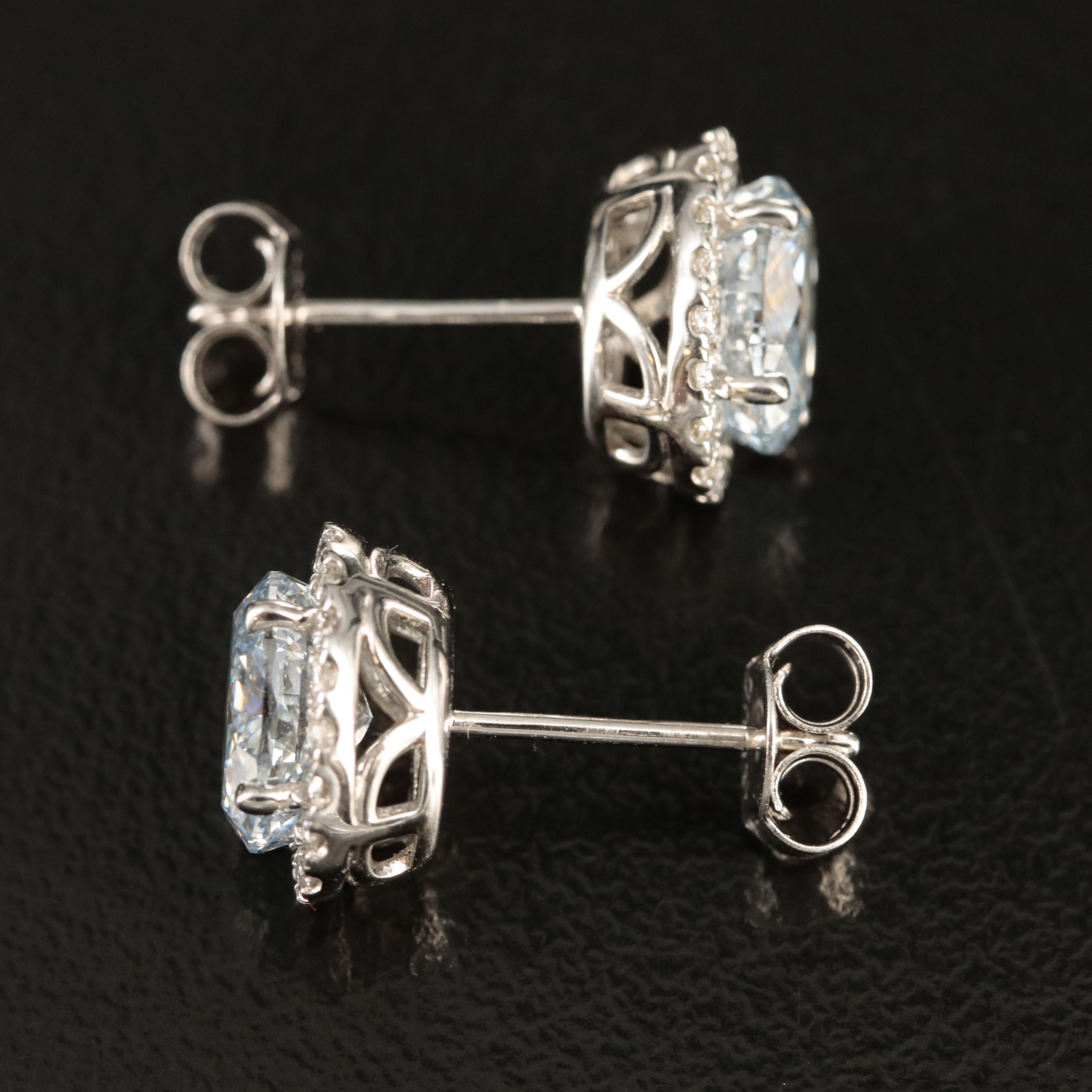 14K 2.25 CTW Lab Grown Diamond Halo Stud Earrings