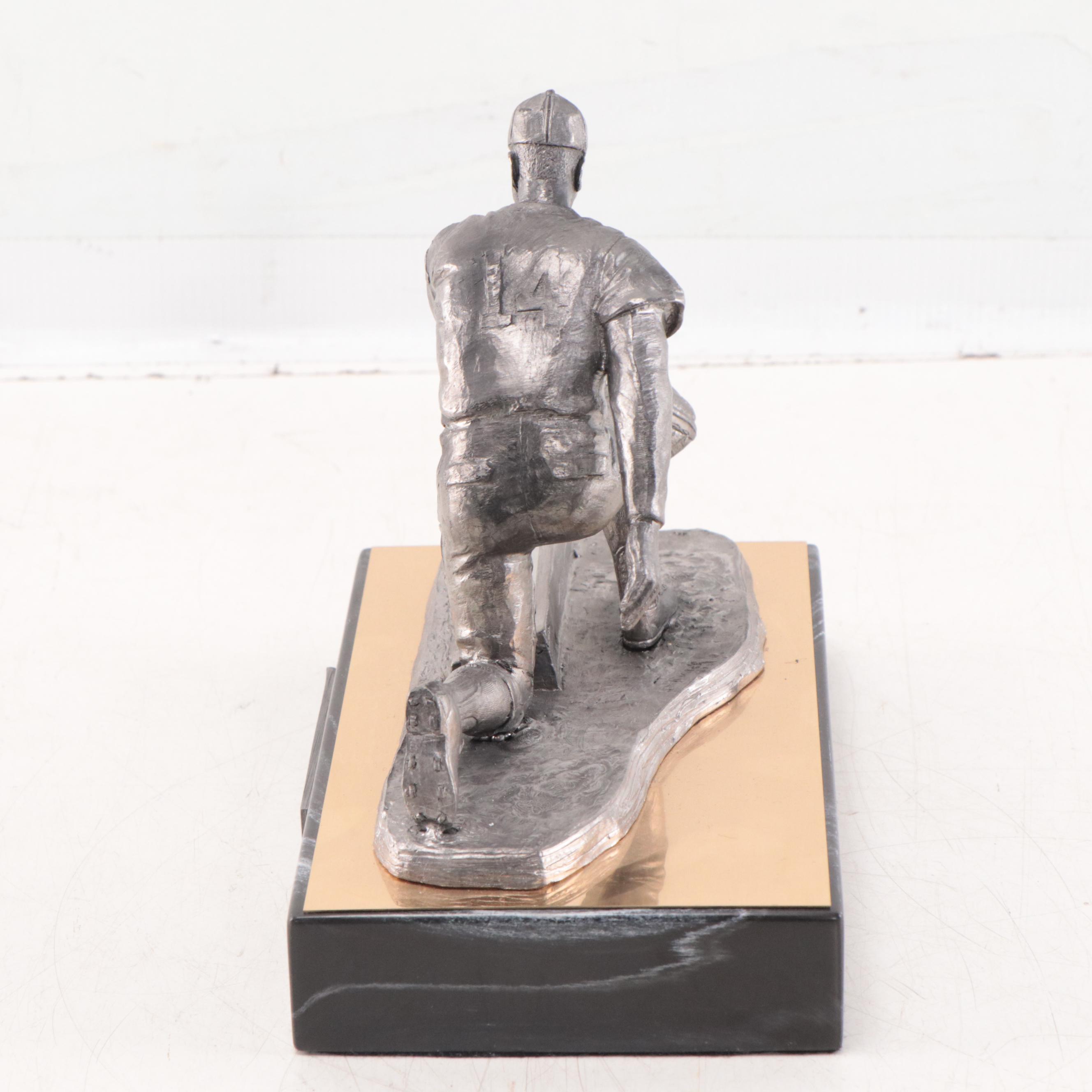 Ernie Banks Signed "The Legend Lives" Pewter Sculpture by Michael Ricker 1995