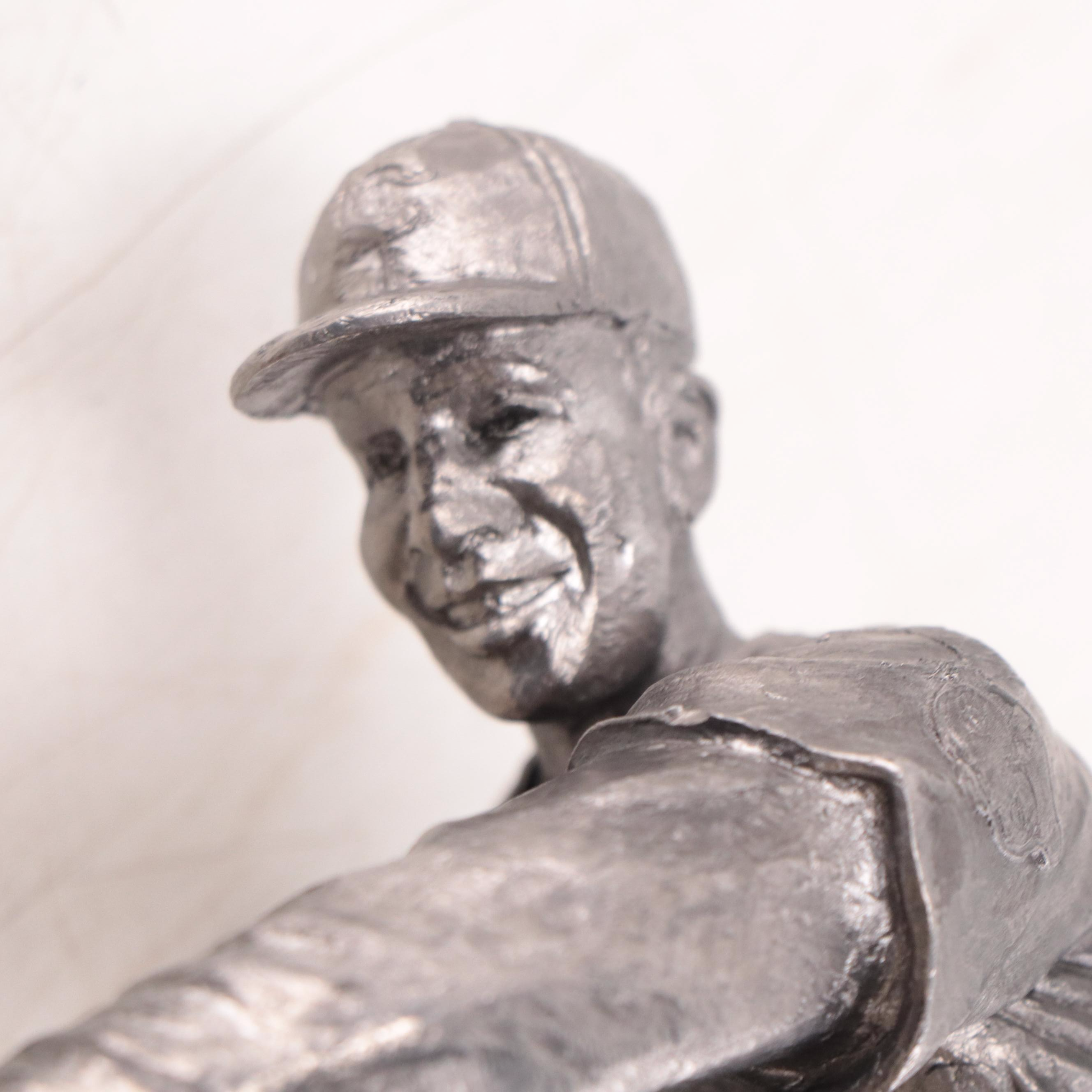 Ernie Banks Signed "The Legend Lives" Pewter Sculpture by Michael Ricker 1995