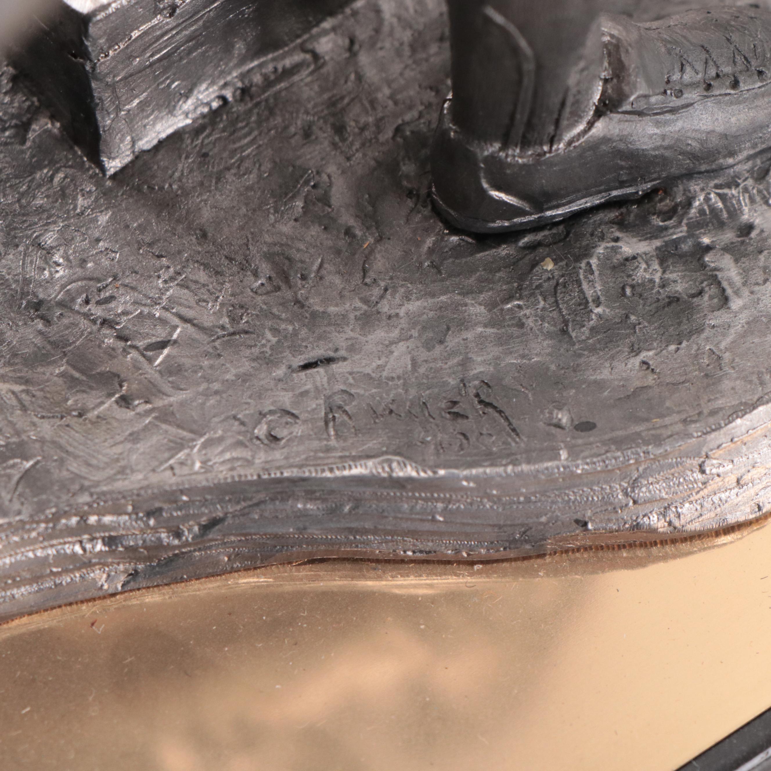 Ernie Banks Signed "The Legend Lives" Pewter Sculpture by Michael Ricker 1995