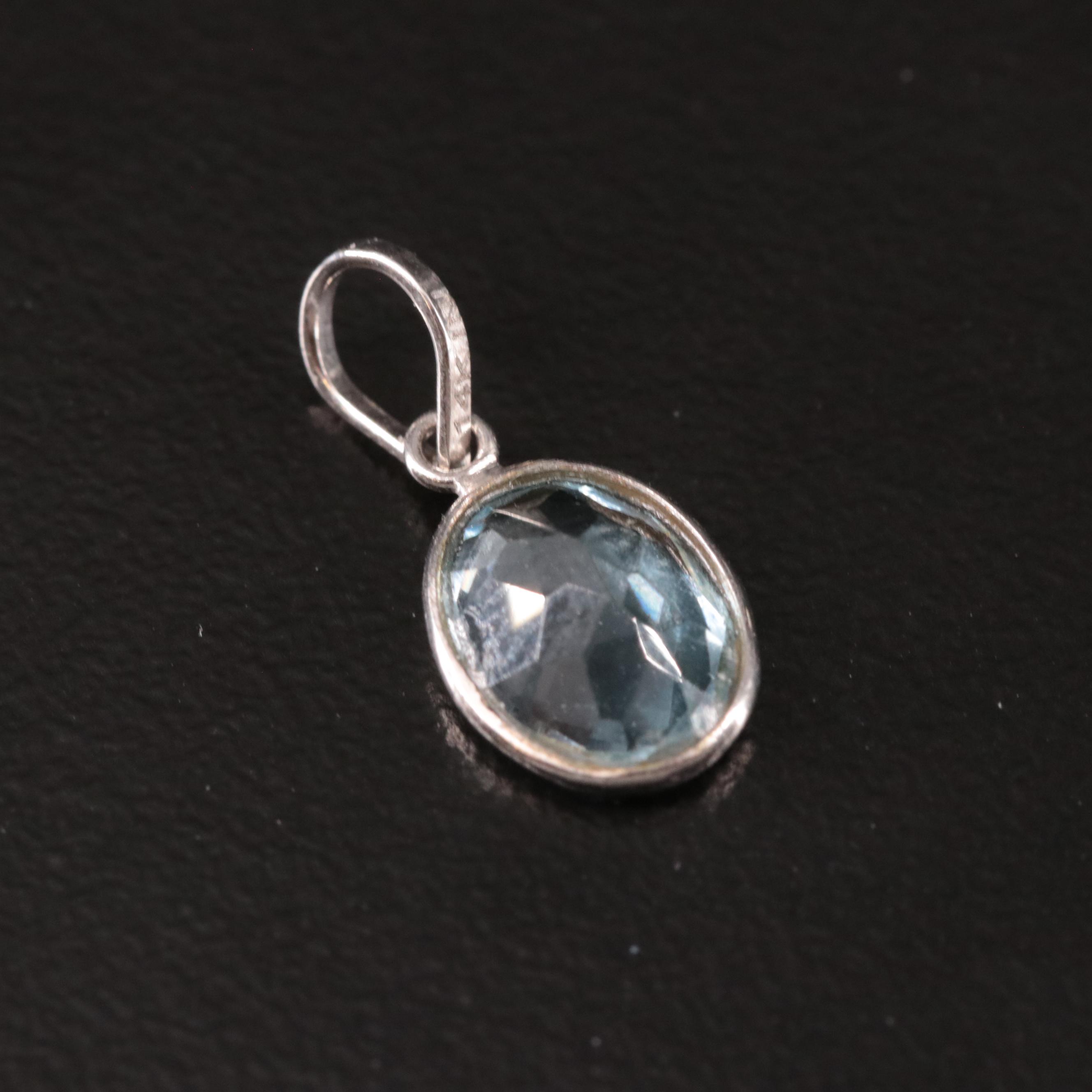 14K Blue Topaz Pendant