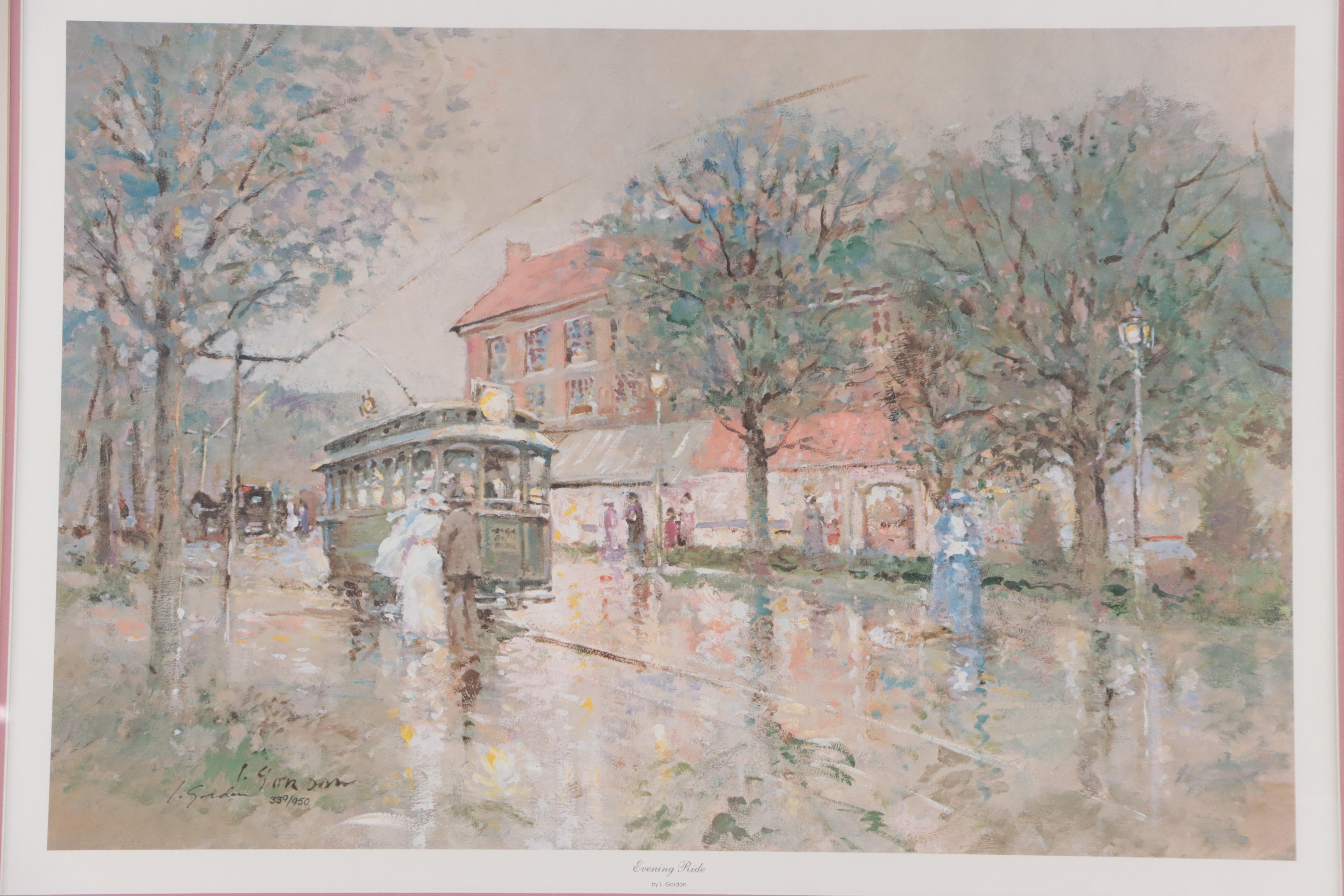 L. Gordon Offset Lithograph "Evening Ride"