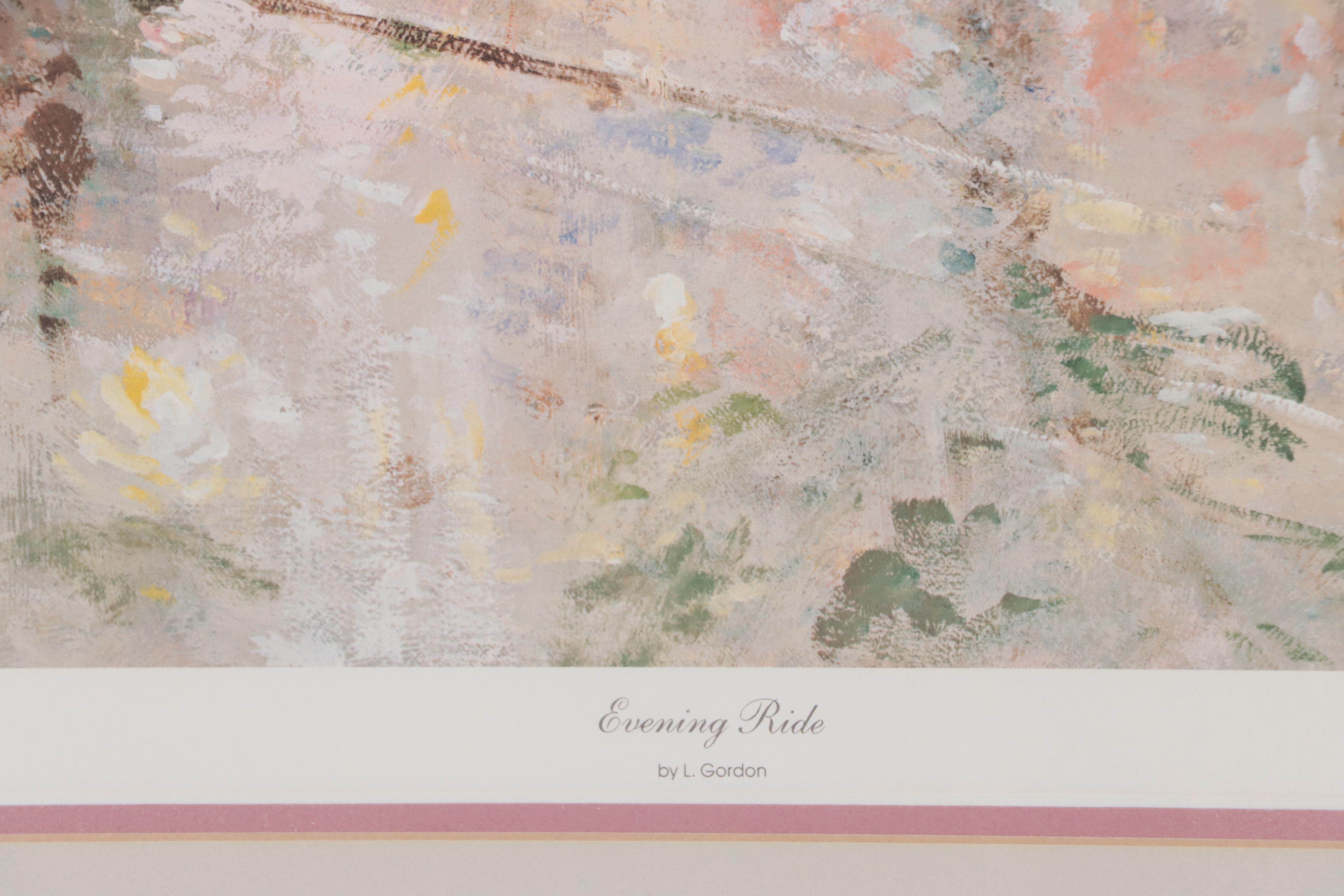 L. Gordon Offset Lithograph "Evening Ride"