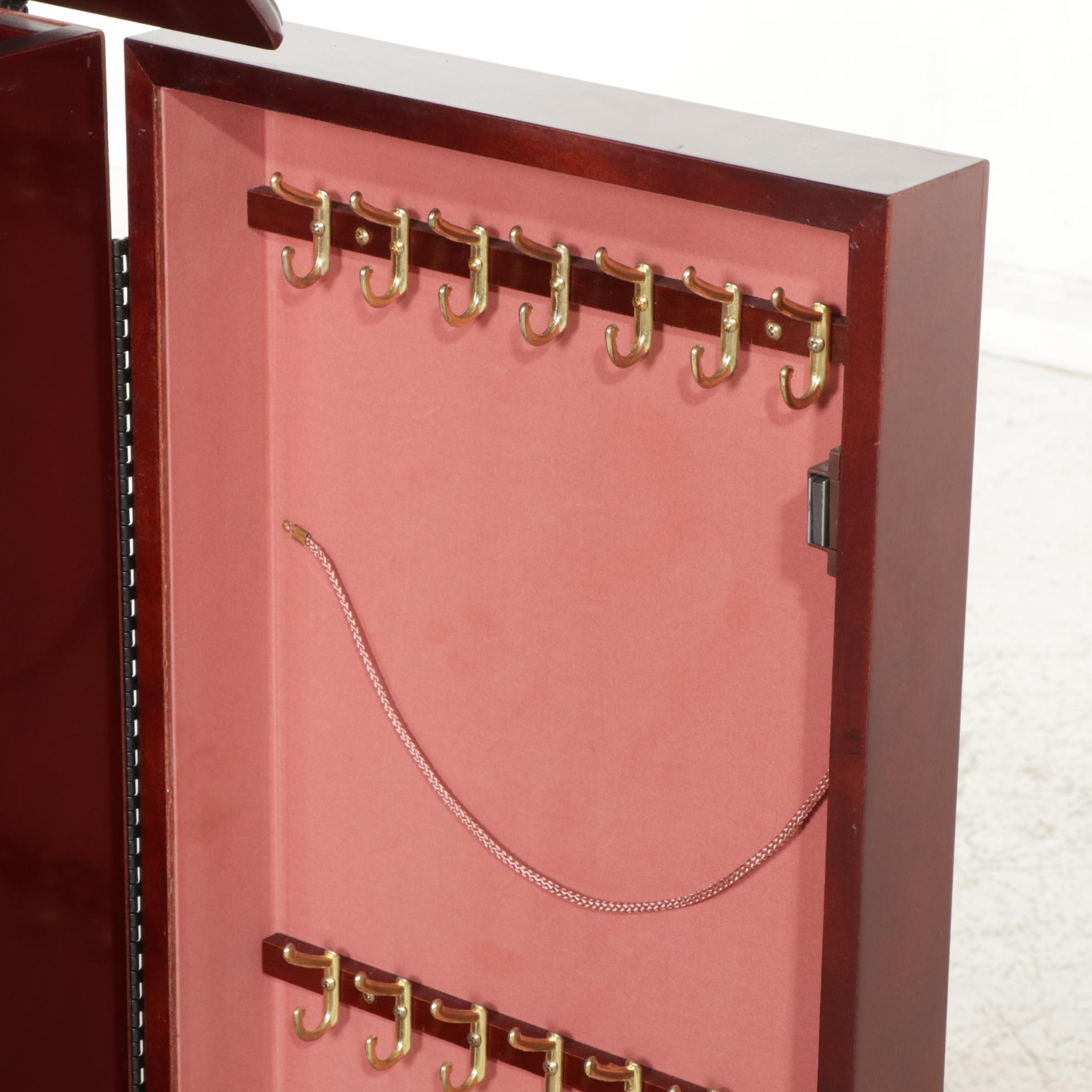 Powell Queen Anne Style Cherry-Stained Jewelry Armoire, Late 20th Century