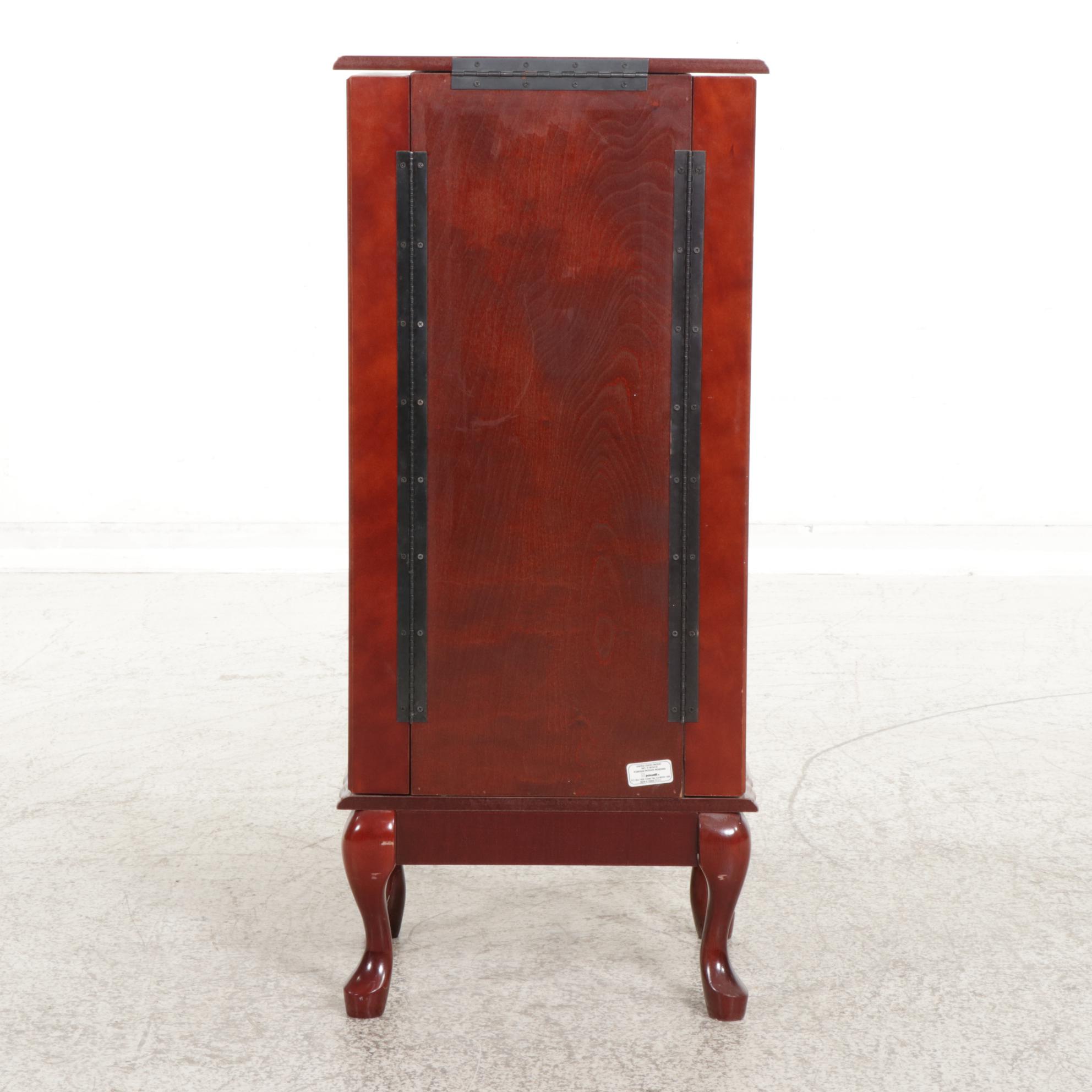 Powell Queen Anne Style Cherry-Stained Jewelry Armoire, Late 20th Century
