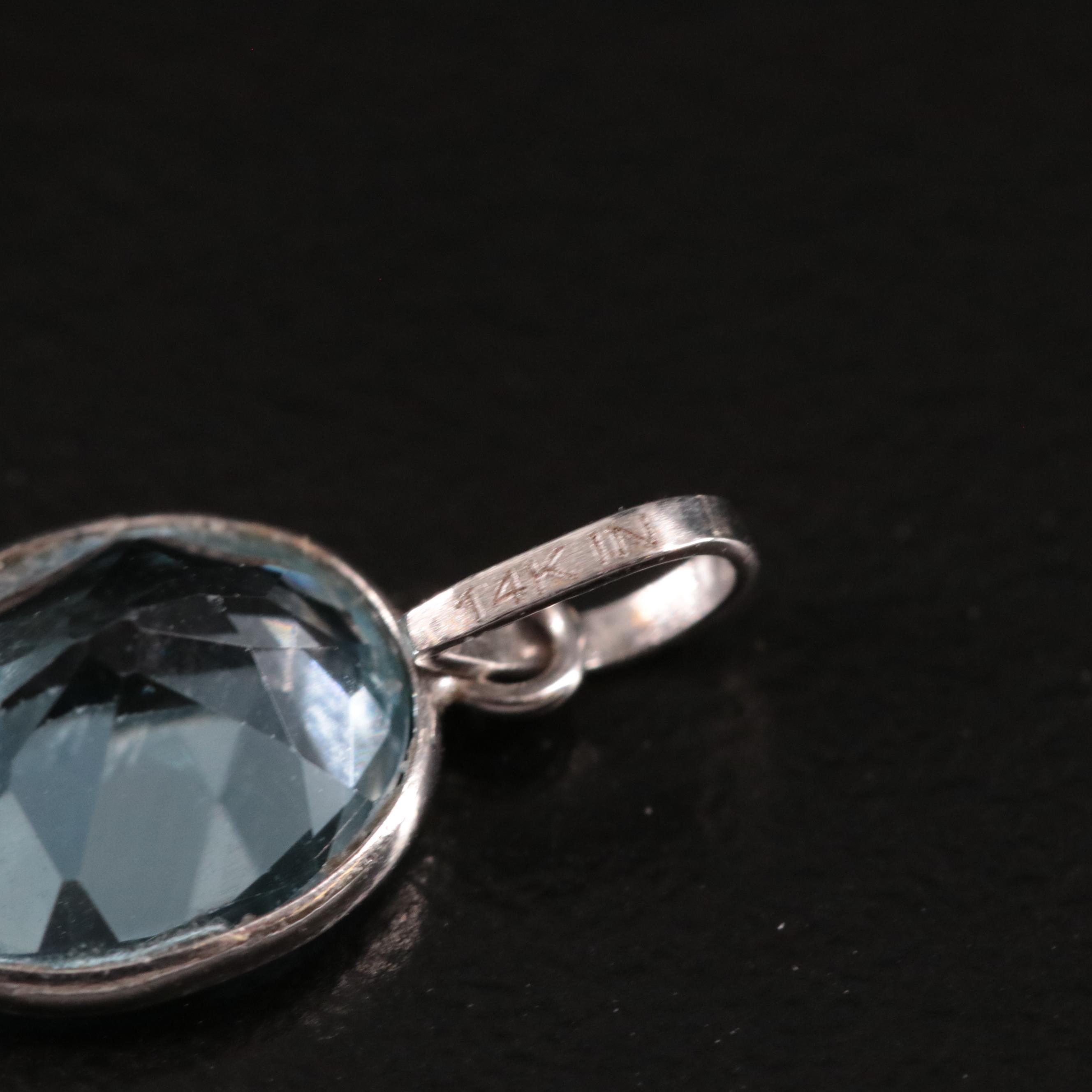 14K Blue Topaz Pendant