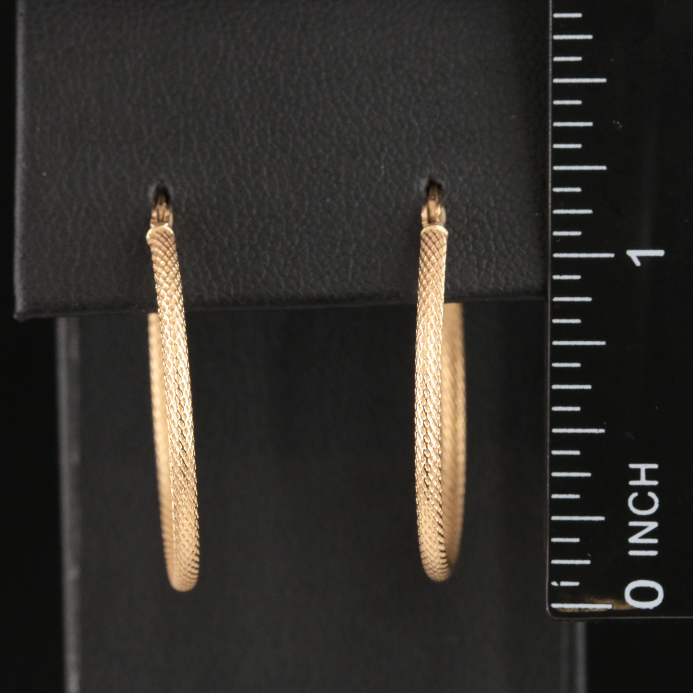 14K Textured Hoop Earrings