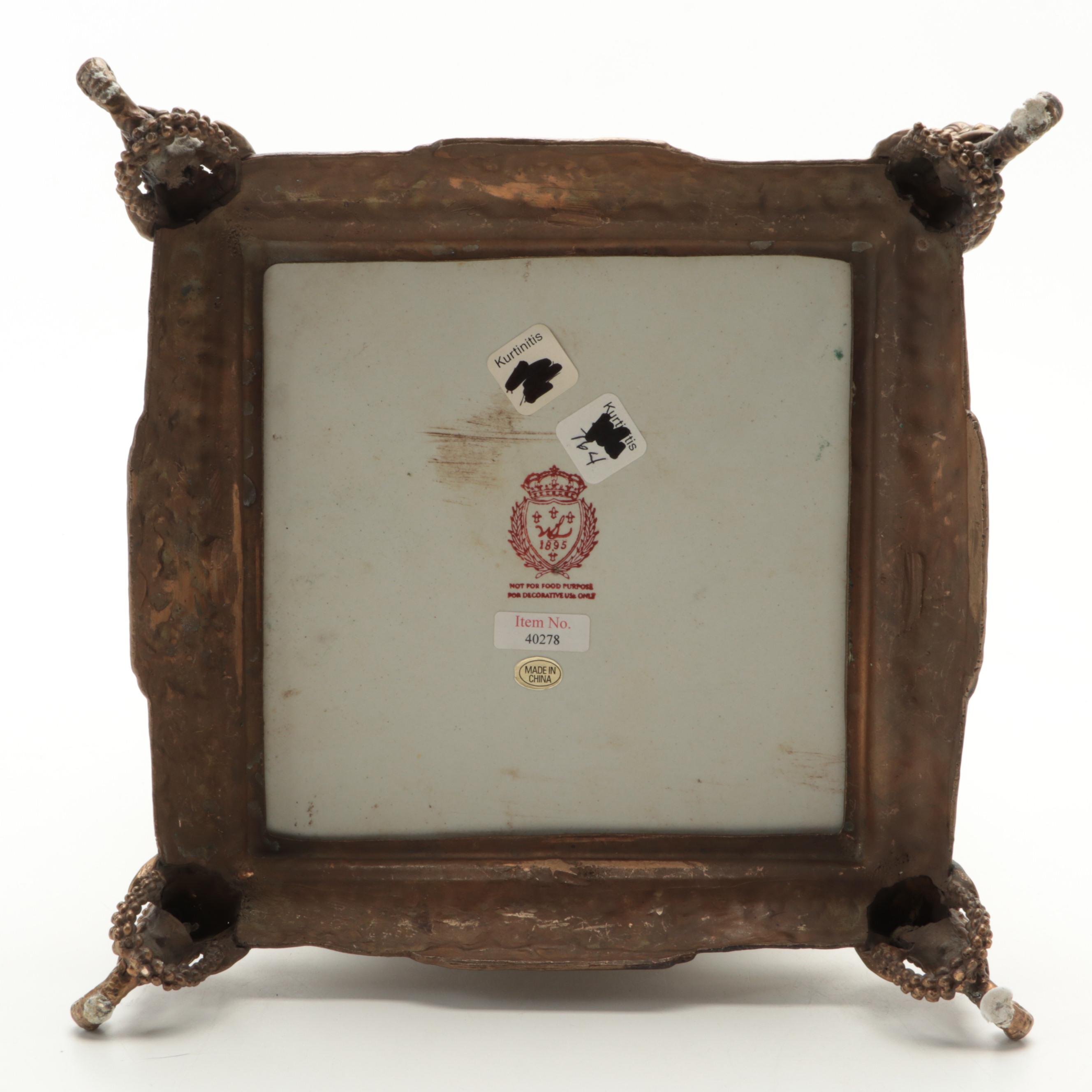 Wong Lee Chinese Brass Footed and Other Porcelain Vases