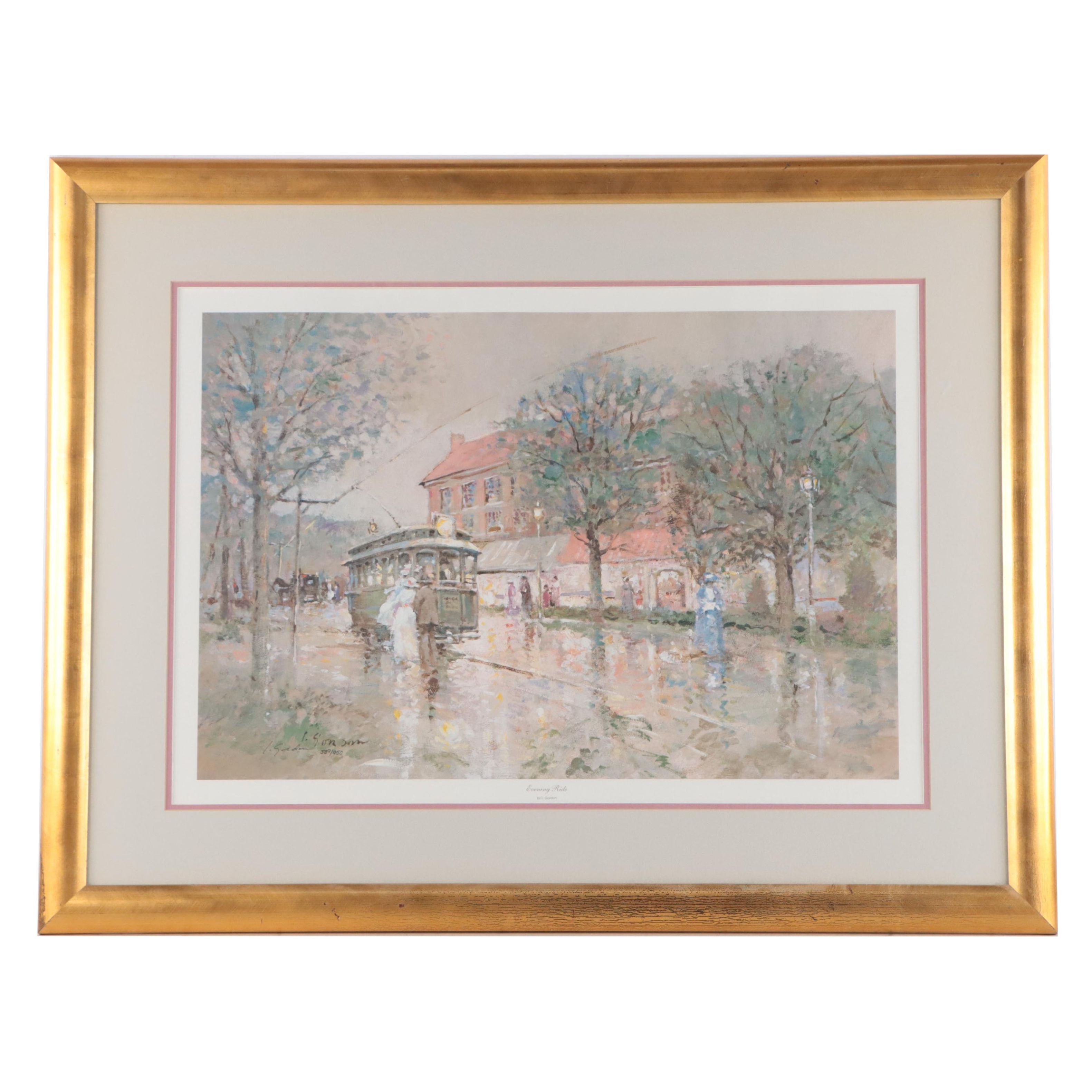 L. Gordon Offset Lithograph "Evening Ride"