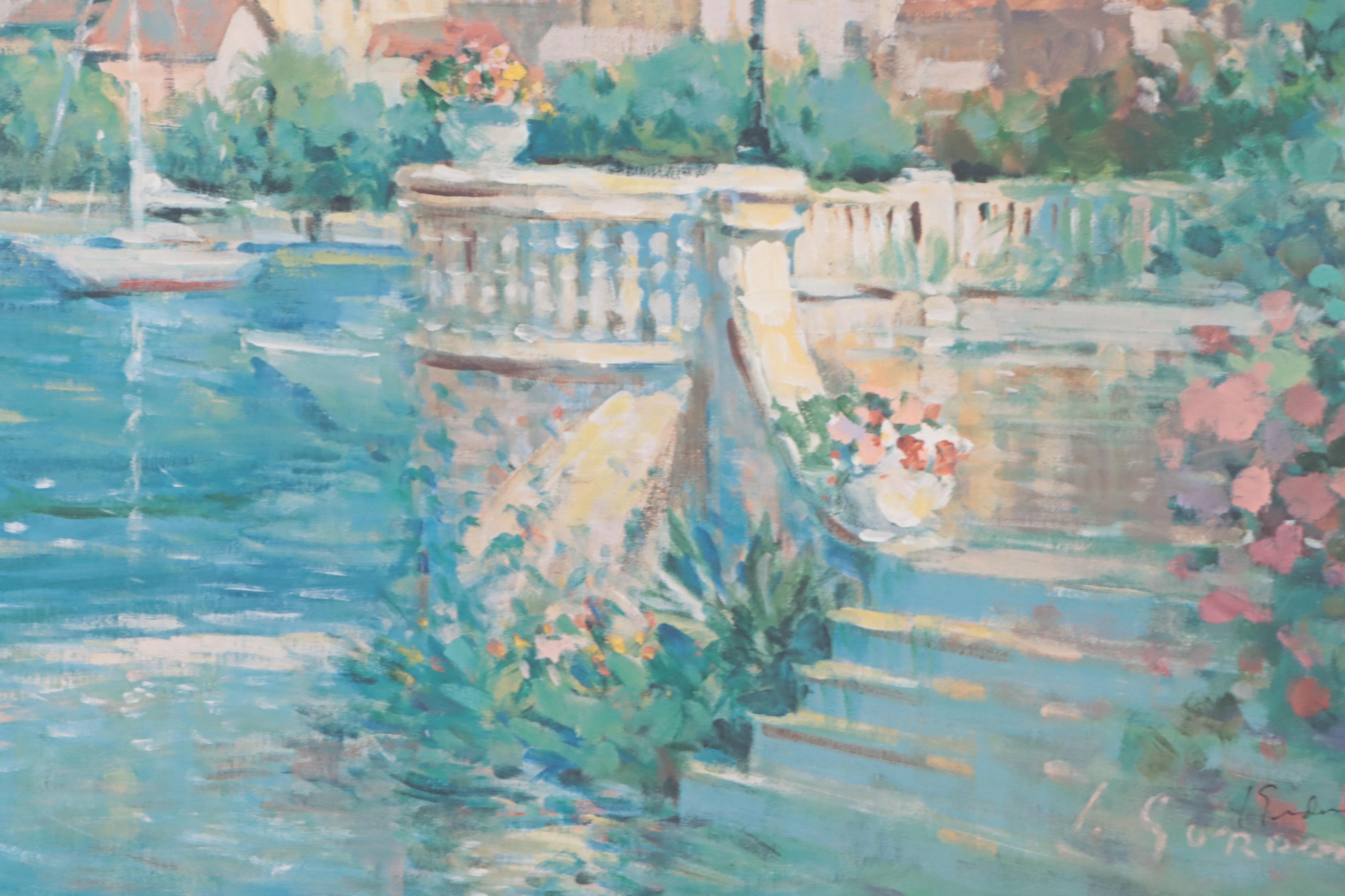 L. Gordon Offset Lithograph "Villas by the Sea," 1992