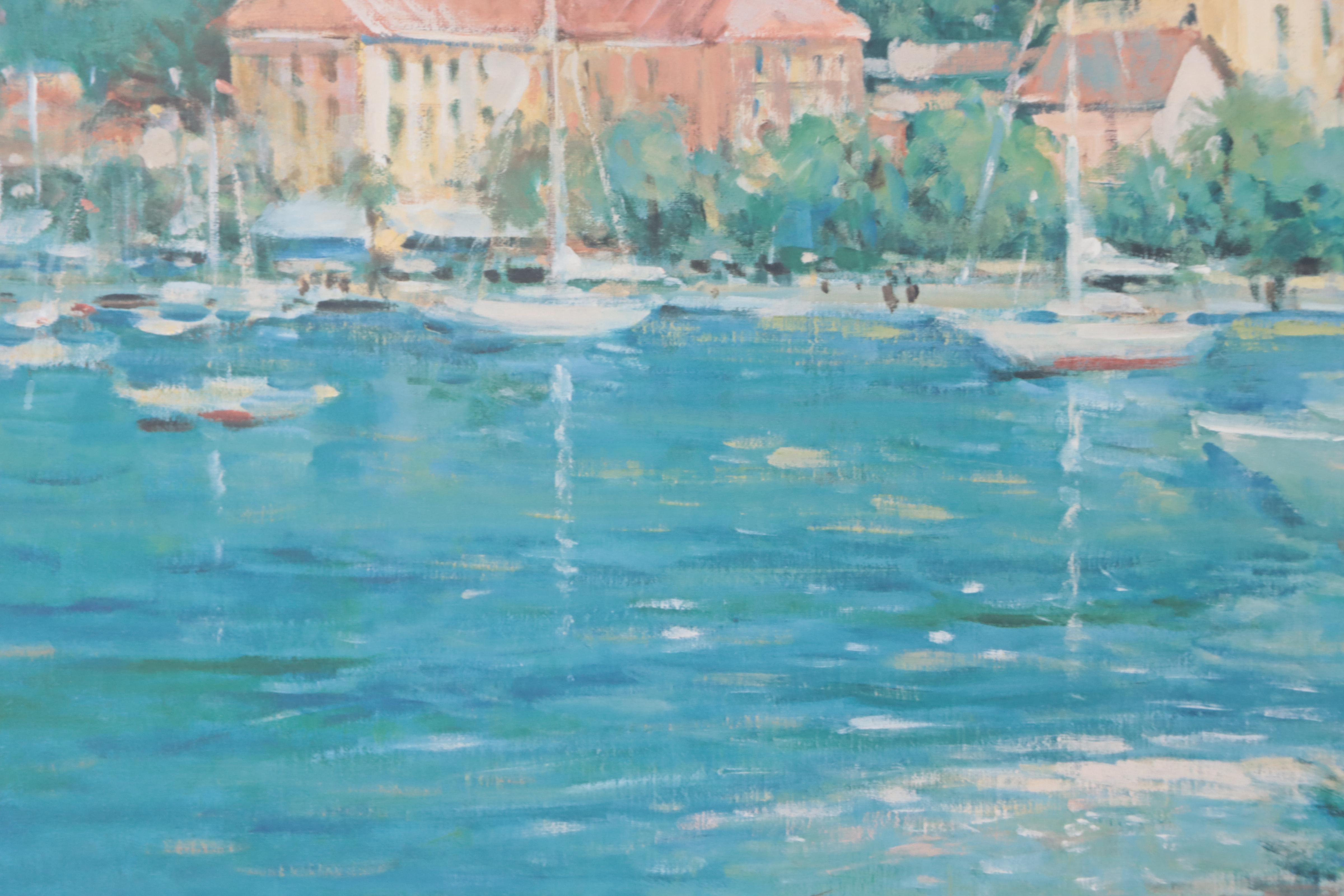 L. Gordon Offset Lithograph "Villas by the Sea," 1992