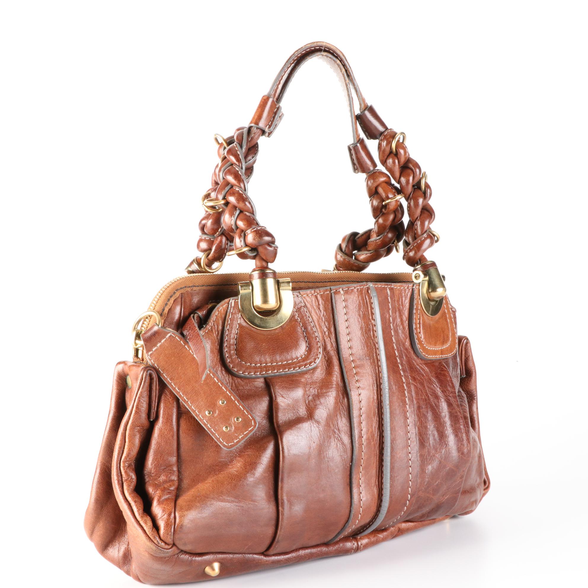 Chloé Leather Heloise Braided Handle Satchel