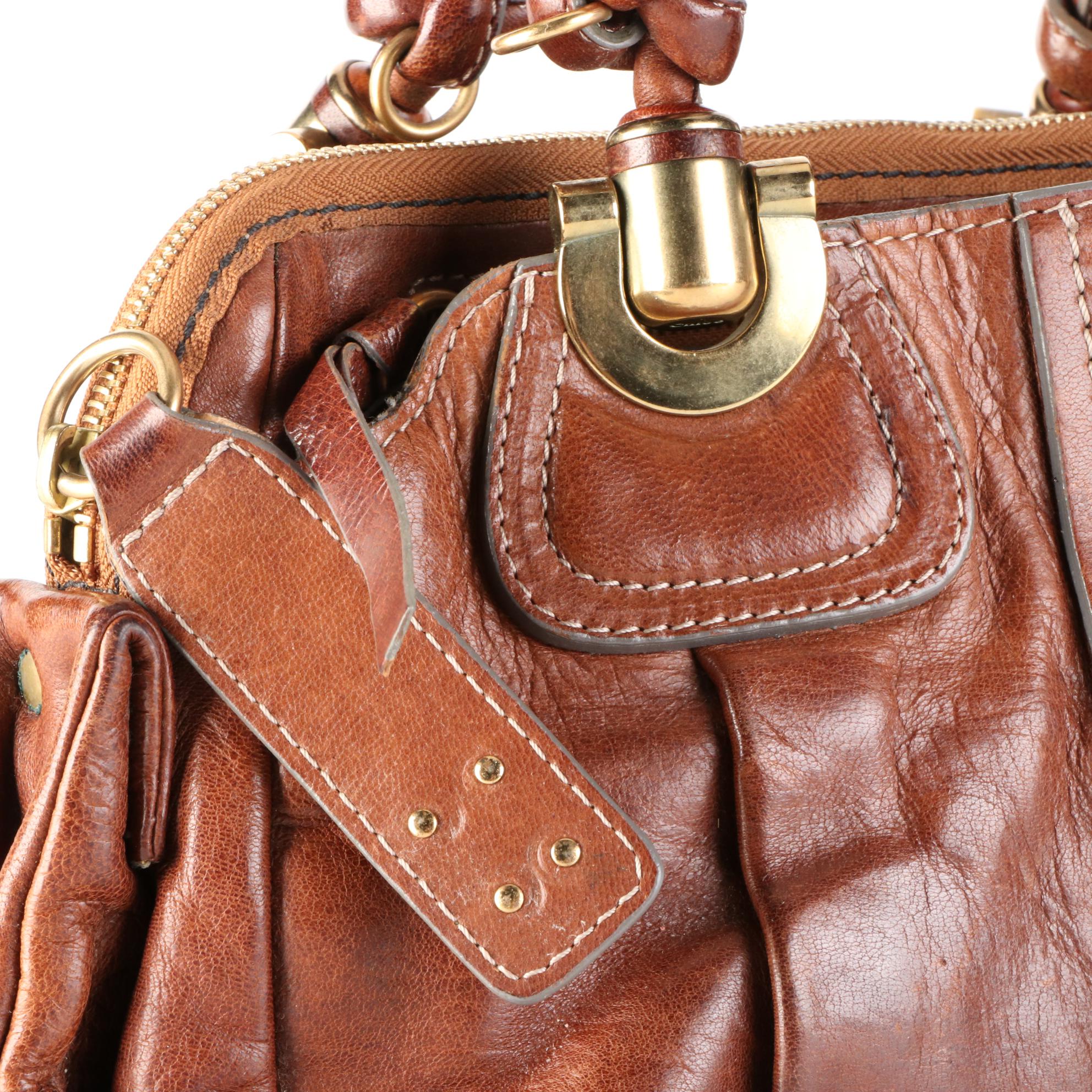 Chloé Leather Heloise Braided Handle Satchel