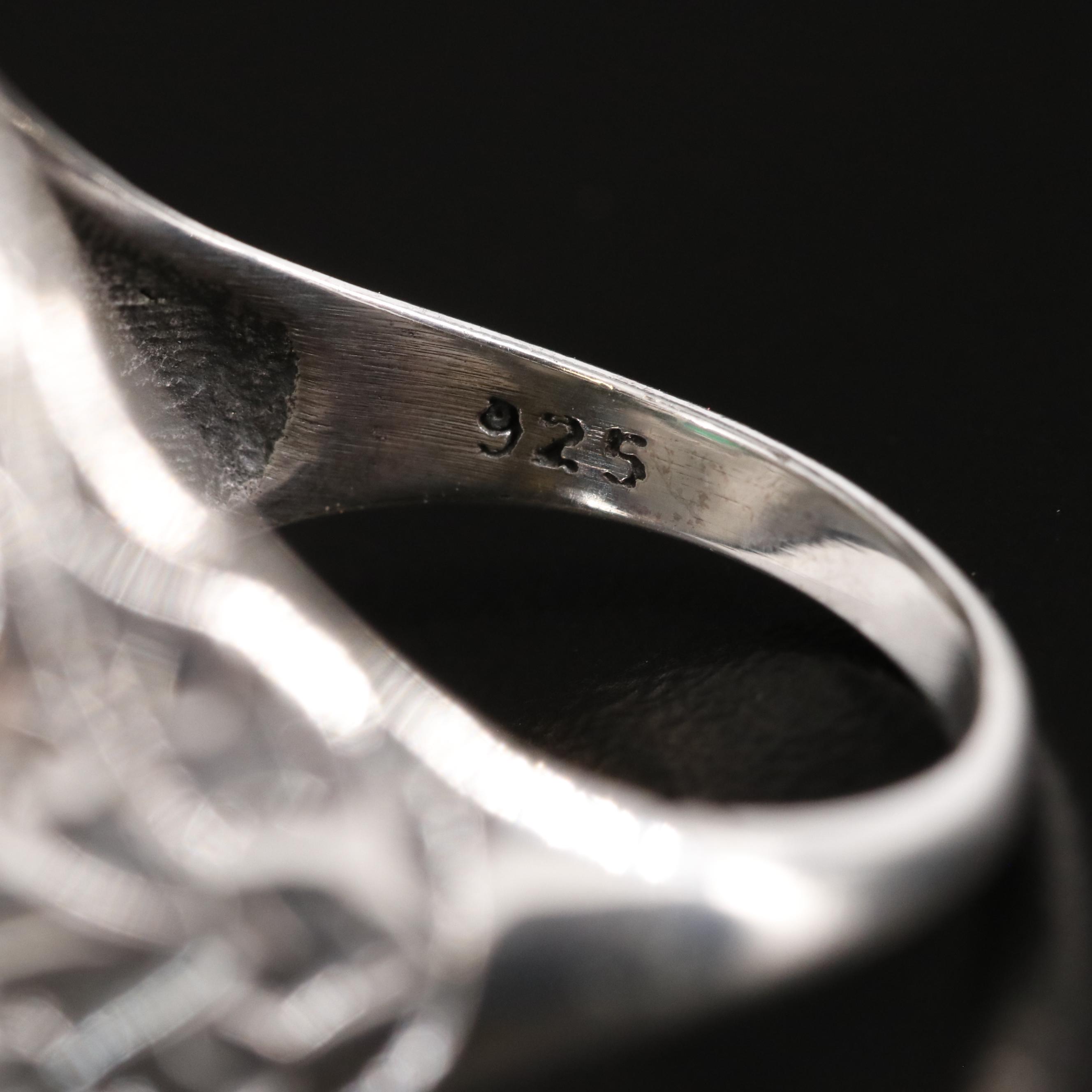 Sterling Emerald Scrollwork Ring