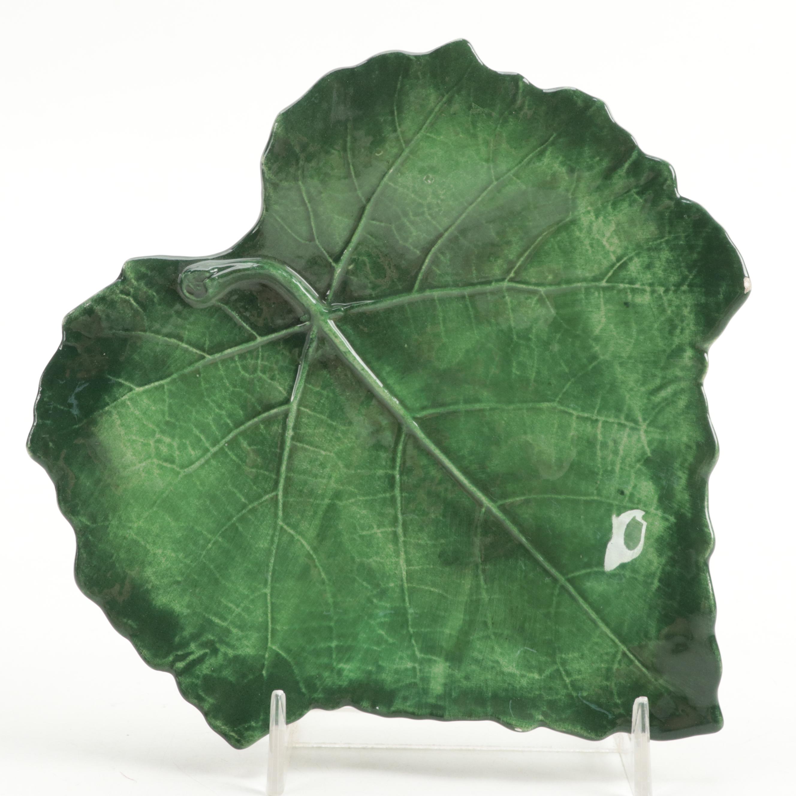 Vietri Ceramic Leaf Dish and Varied Floral Transfer-Decorated Plates