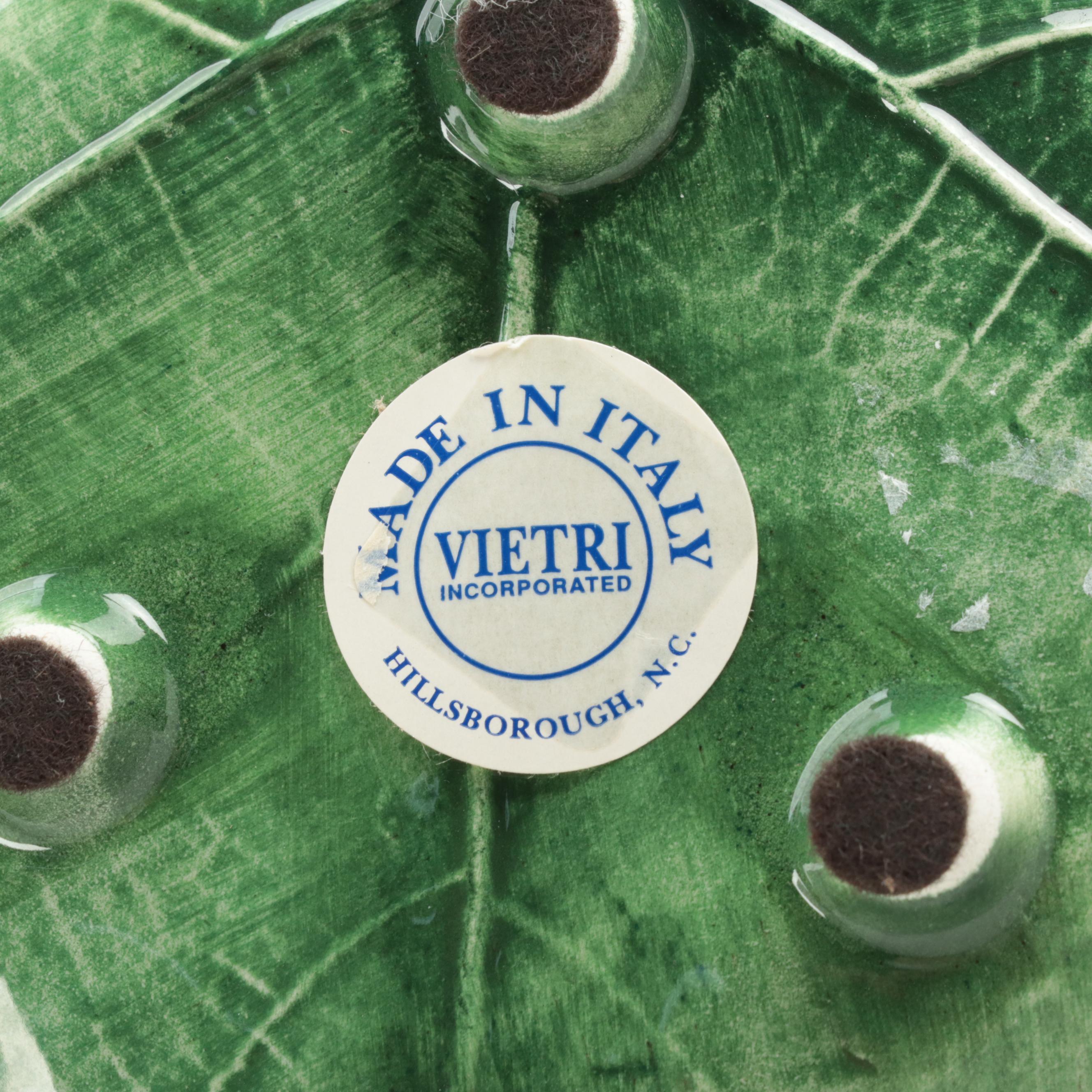 Vietri Ceramic Leaf Dish and Varied Floral Transfer-Decorated Plates