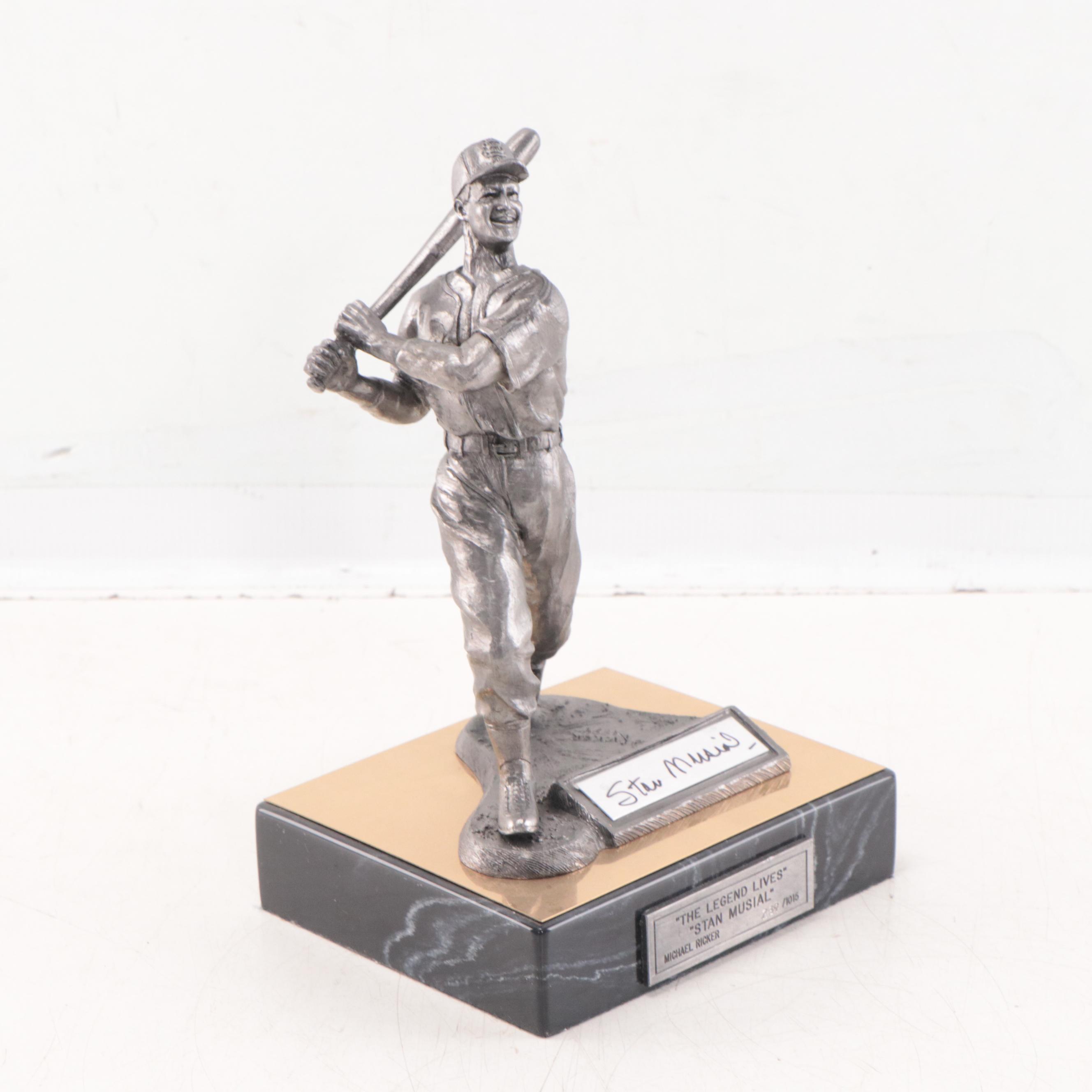 Stan Musial Signed "The Legend Lives" Pewter Sculpture by Michael Ricker, 1994
