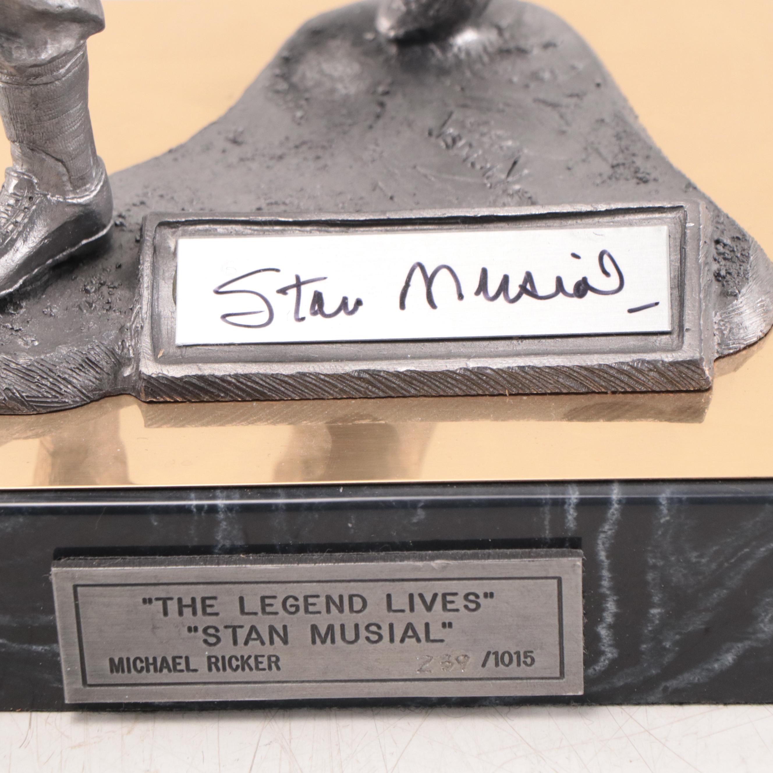 Stan Musial Signed "The Legend Lives" Pewter Sculpture by Michael Ricker, 1994