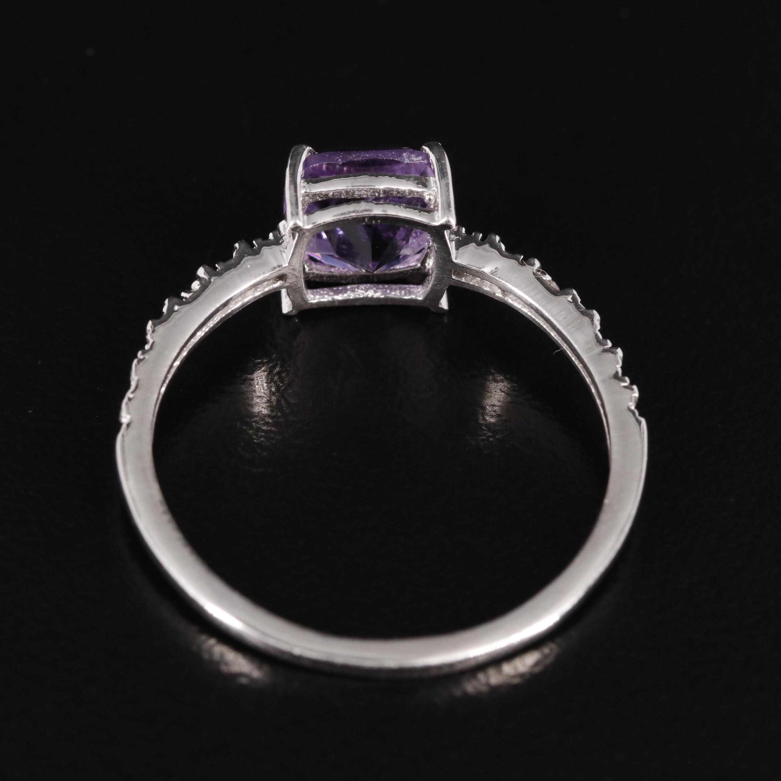 Sterling Amethyst and Diamond Ring