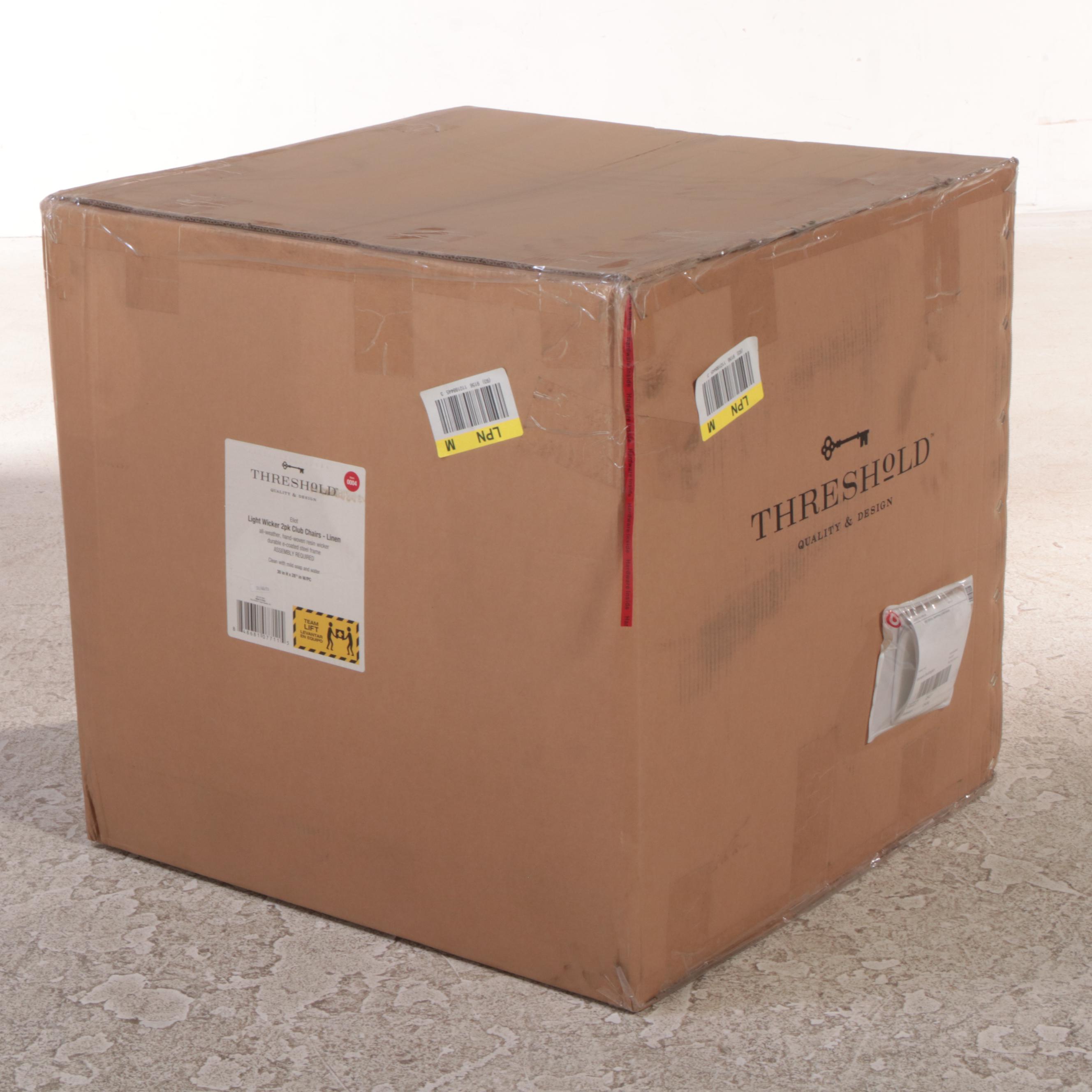 Two Threshold Eliot Closed Weave Wicker Patio Club Chairs