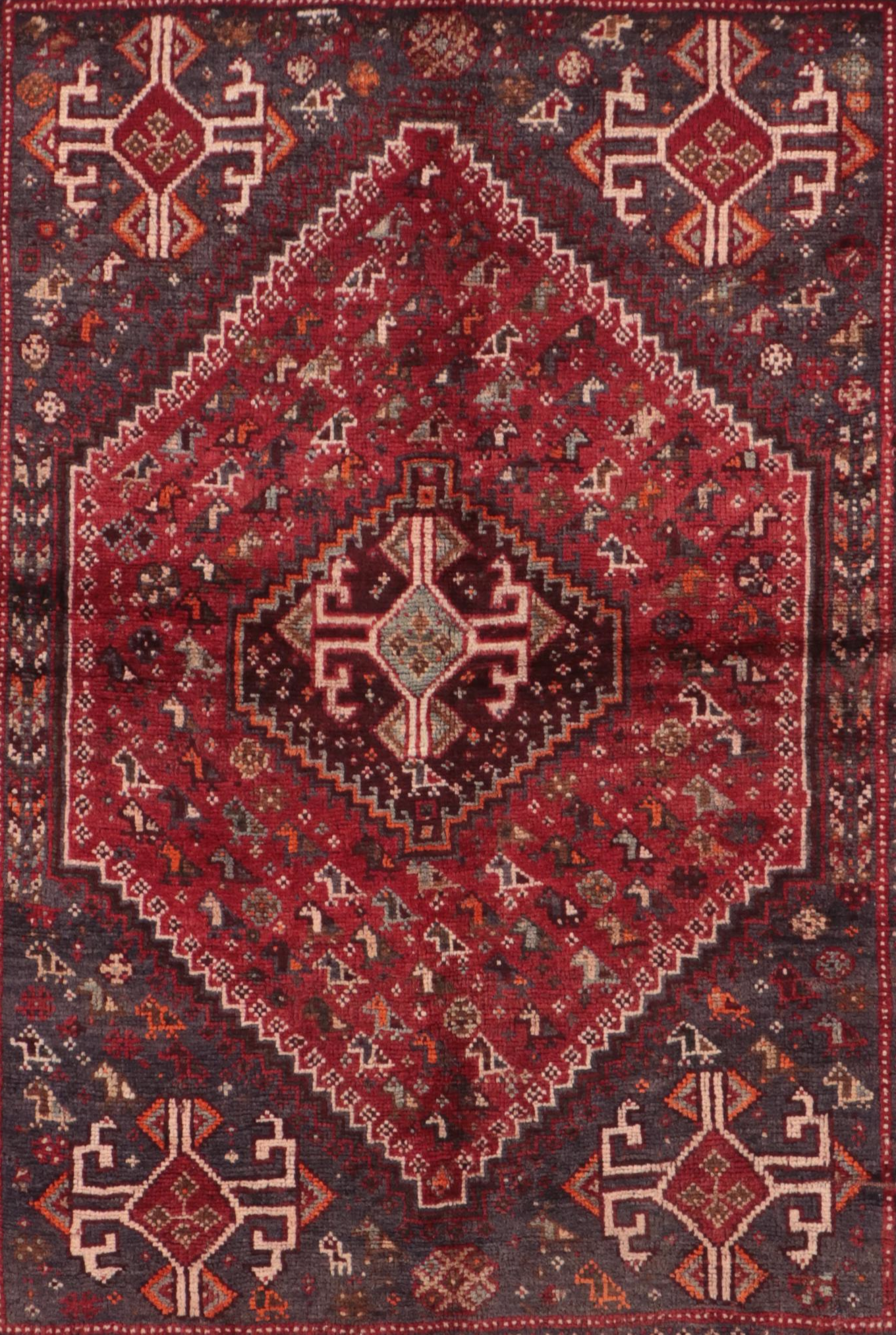 4'1 x 5'5 Hand-Knotted Persian Qashqai Area Rug