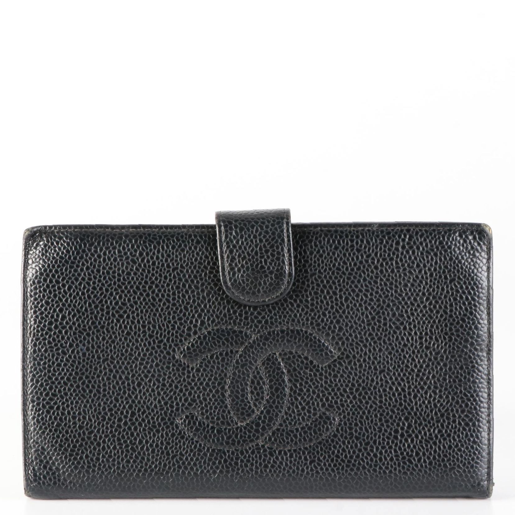 Chanel CC Long Wallet in Black Caviar Leather