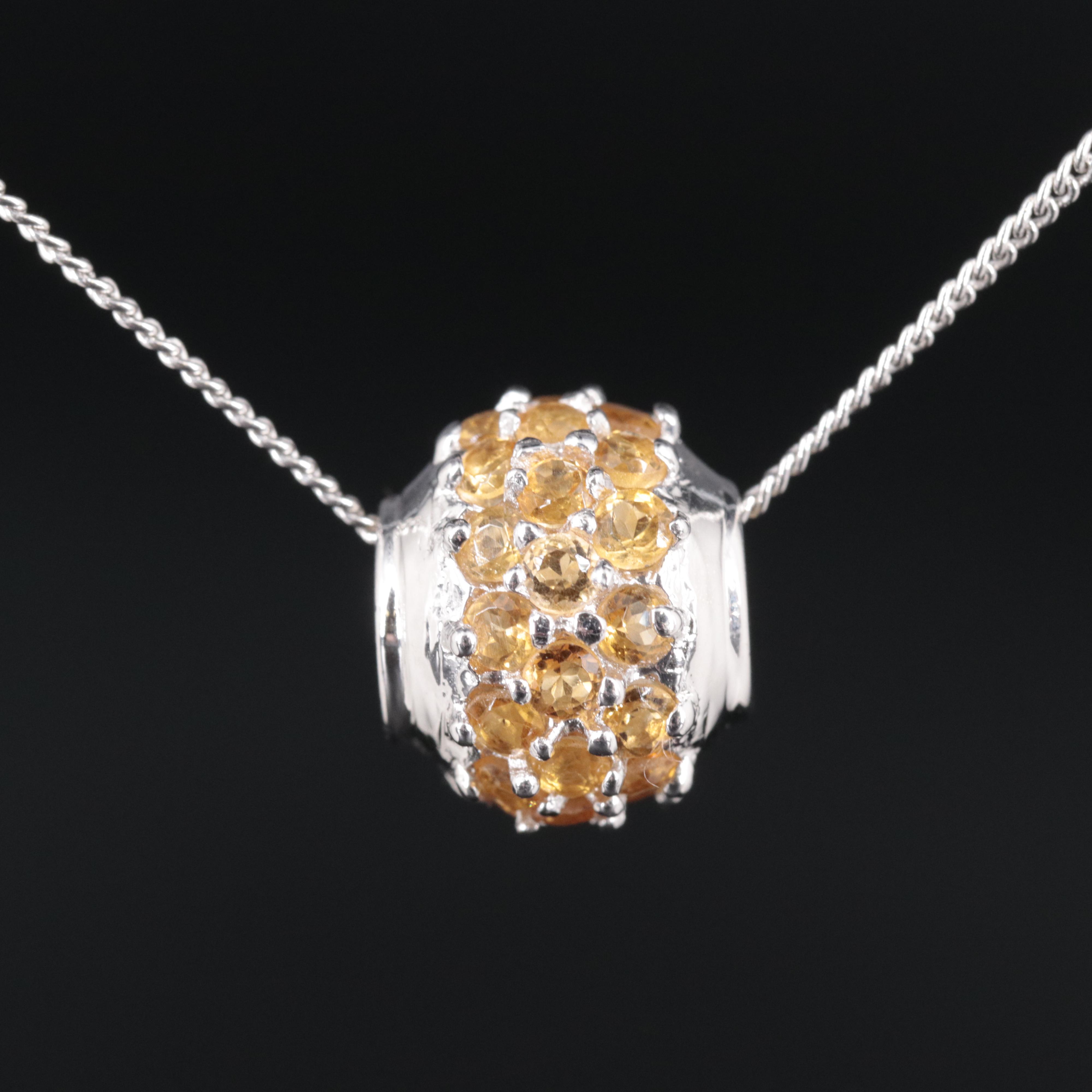Sterling Silver Citrine Pendant Necklace
