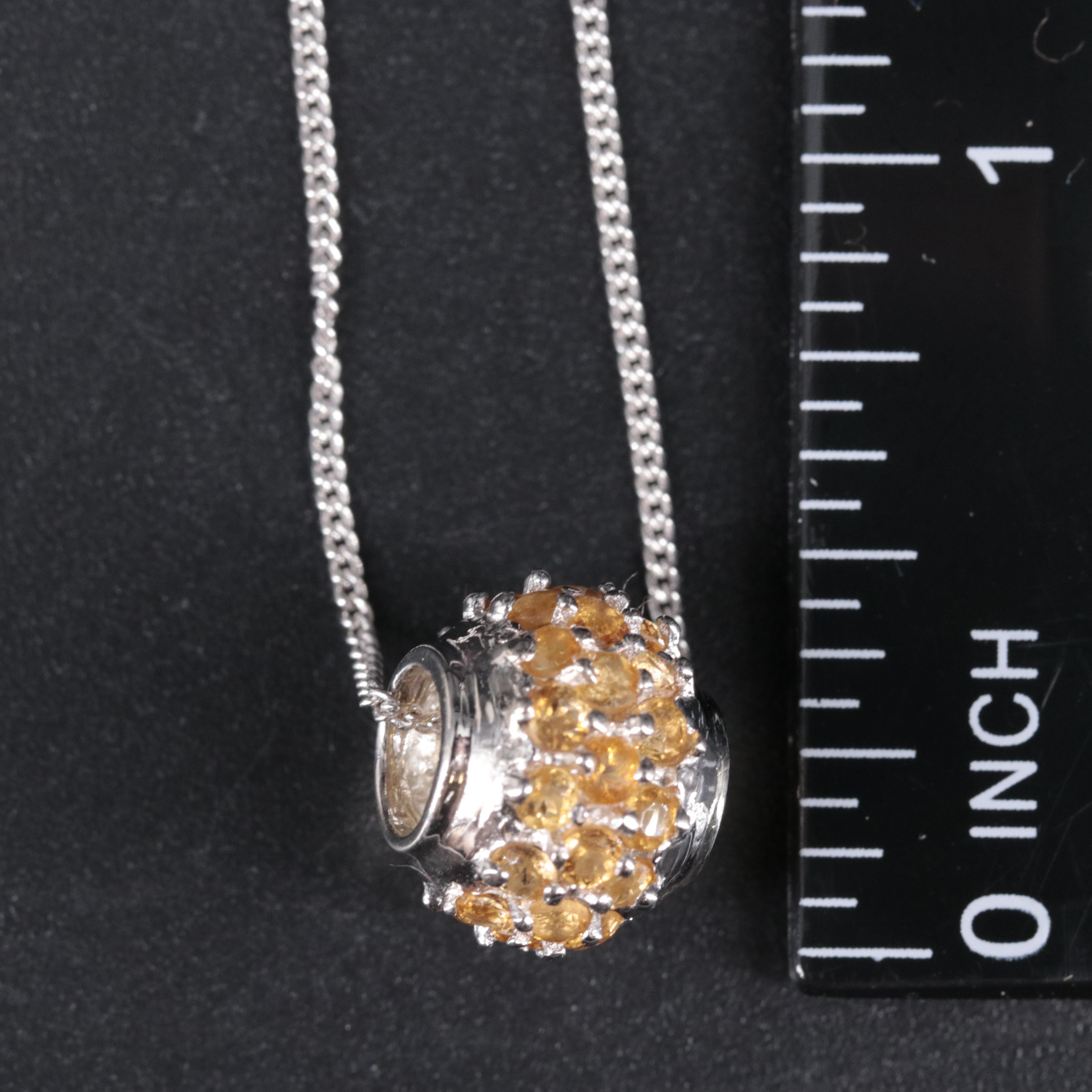 Sterling Silver Citrine Pendant Necklace
