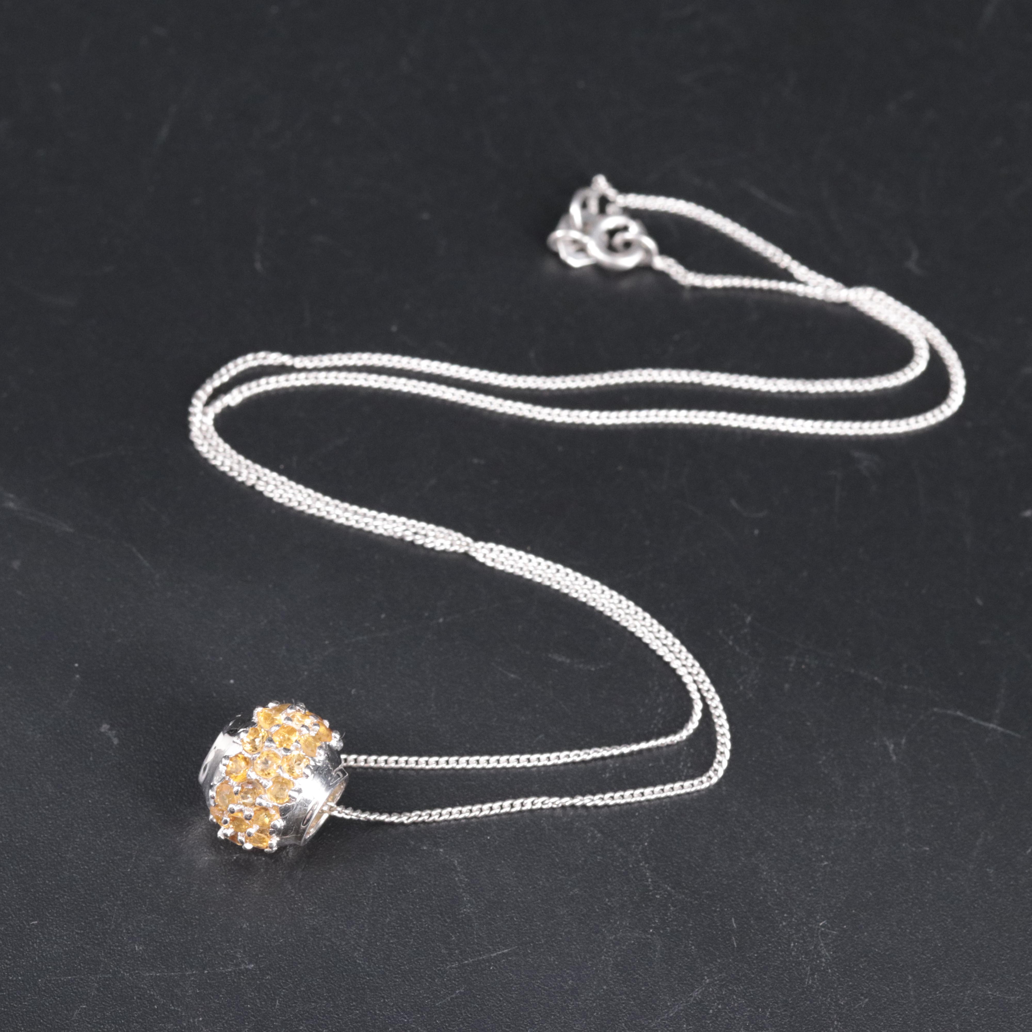 Sterling Silver Citrine Pendant Necklace
