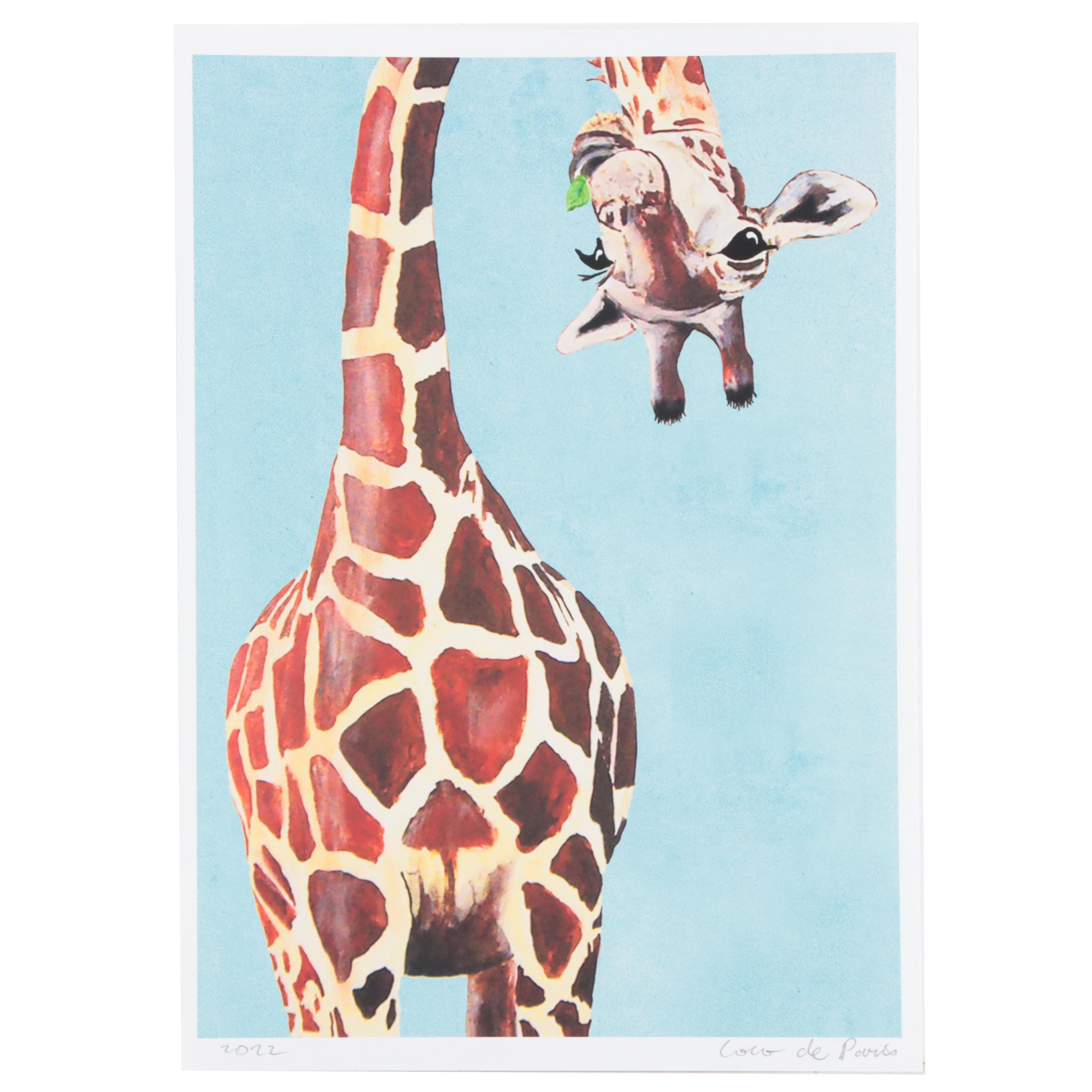 Coco de Paris Giclée "Giraffe With Green Leaf," 2022