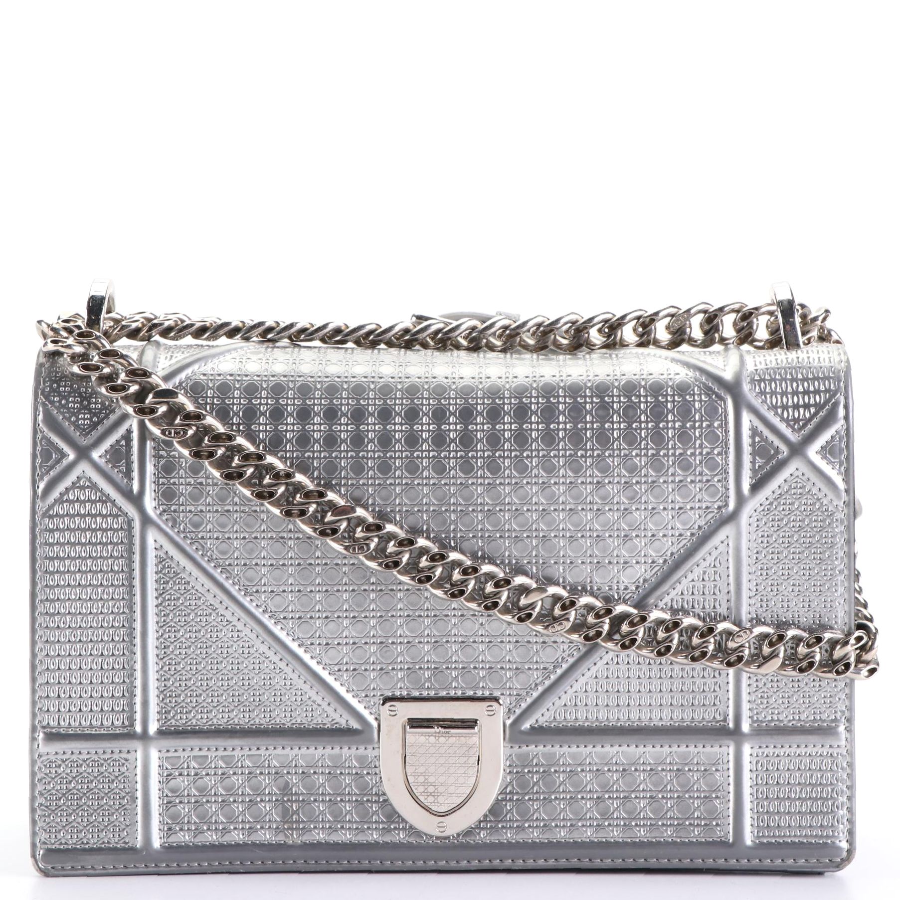 Christian Dior Wallet on Chain in Diorama Cannage Metallic Leather
