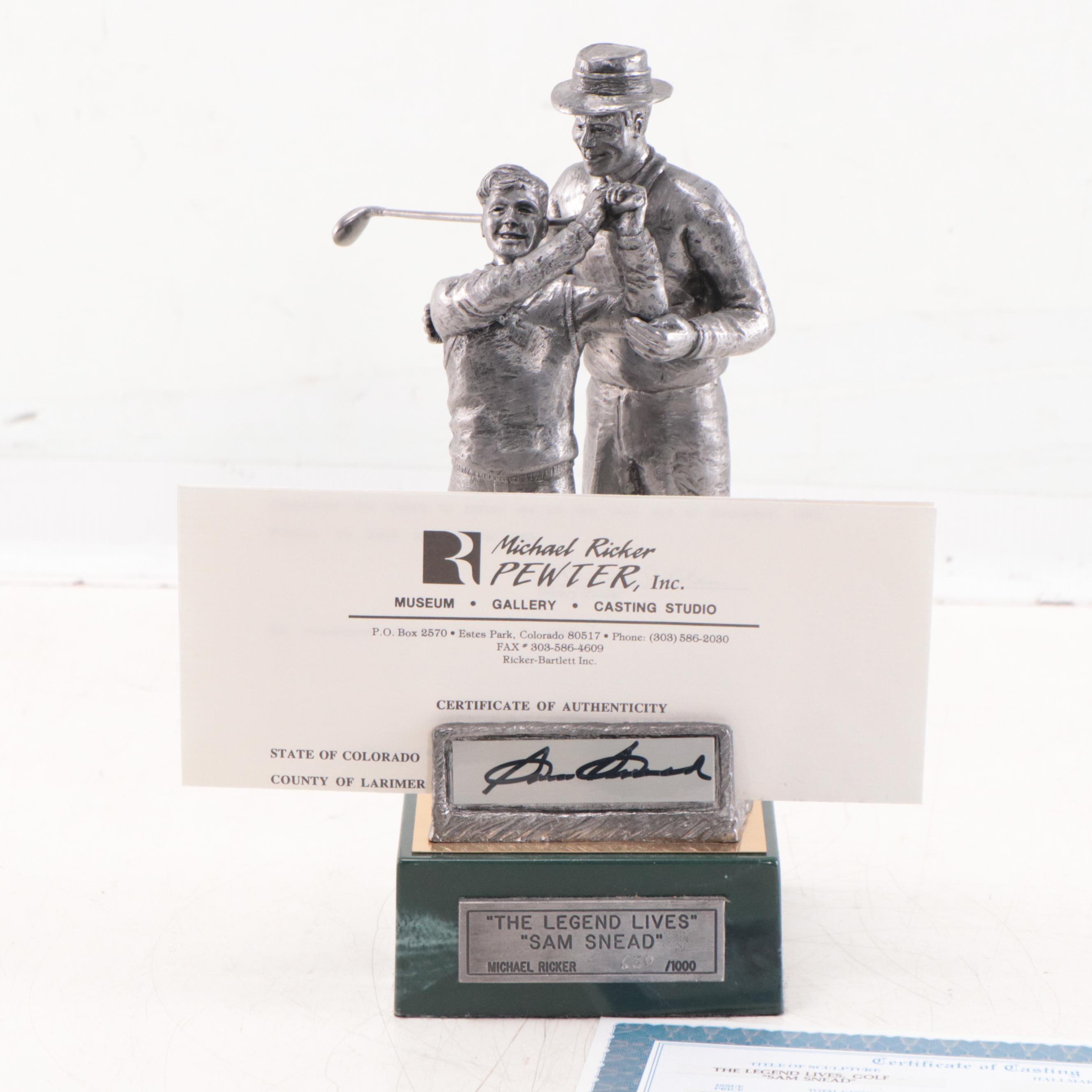 Sam Snead Signed "The Legend Lives" Pewter Sculpture by Michael Ricker, 1993