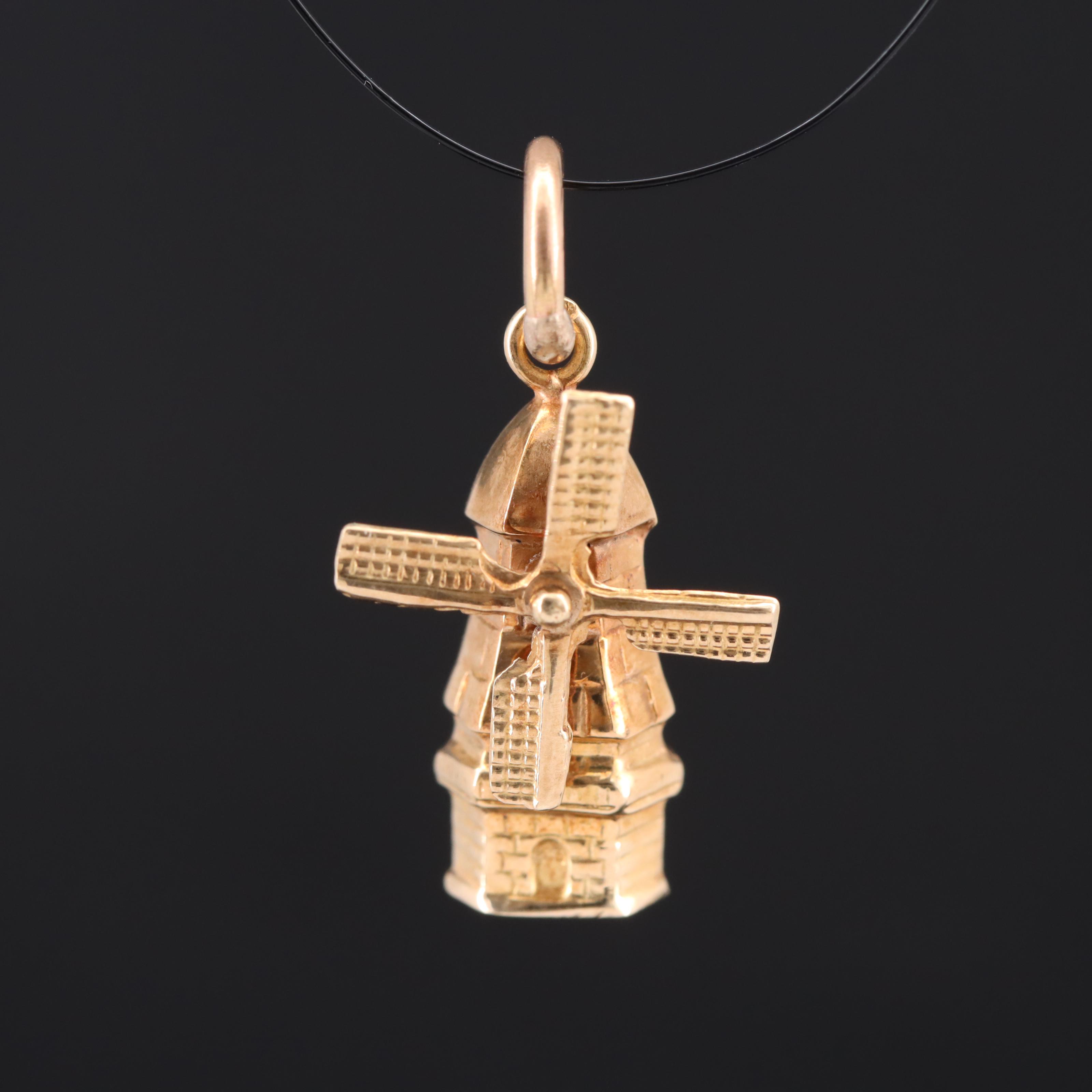 14K Windmill Charm