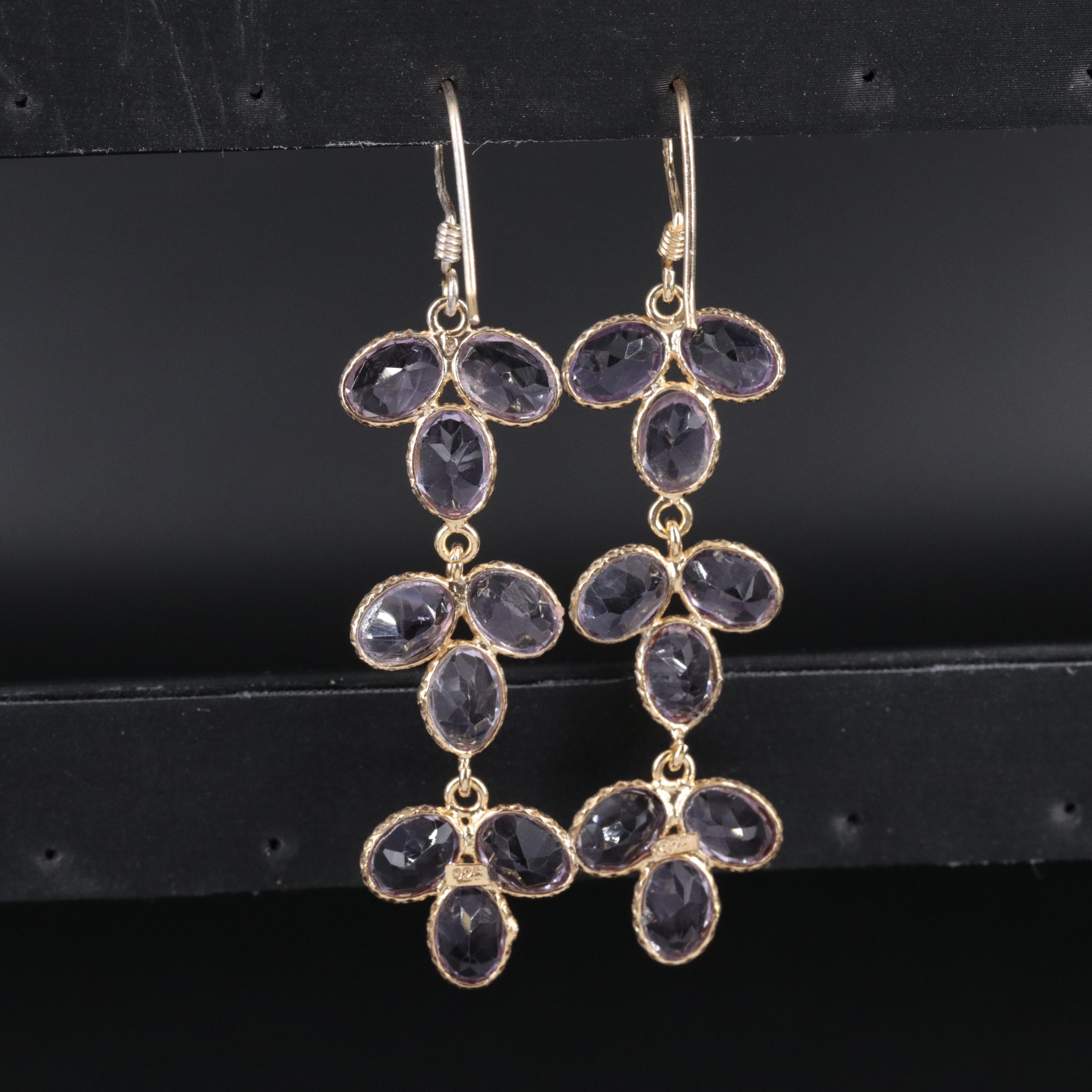 Sterling Silver Gemstone Drop Earrings