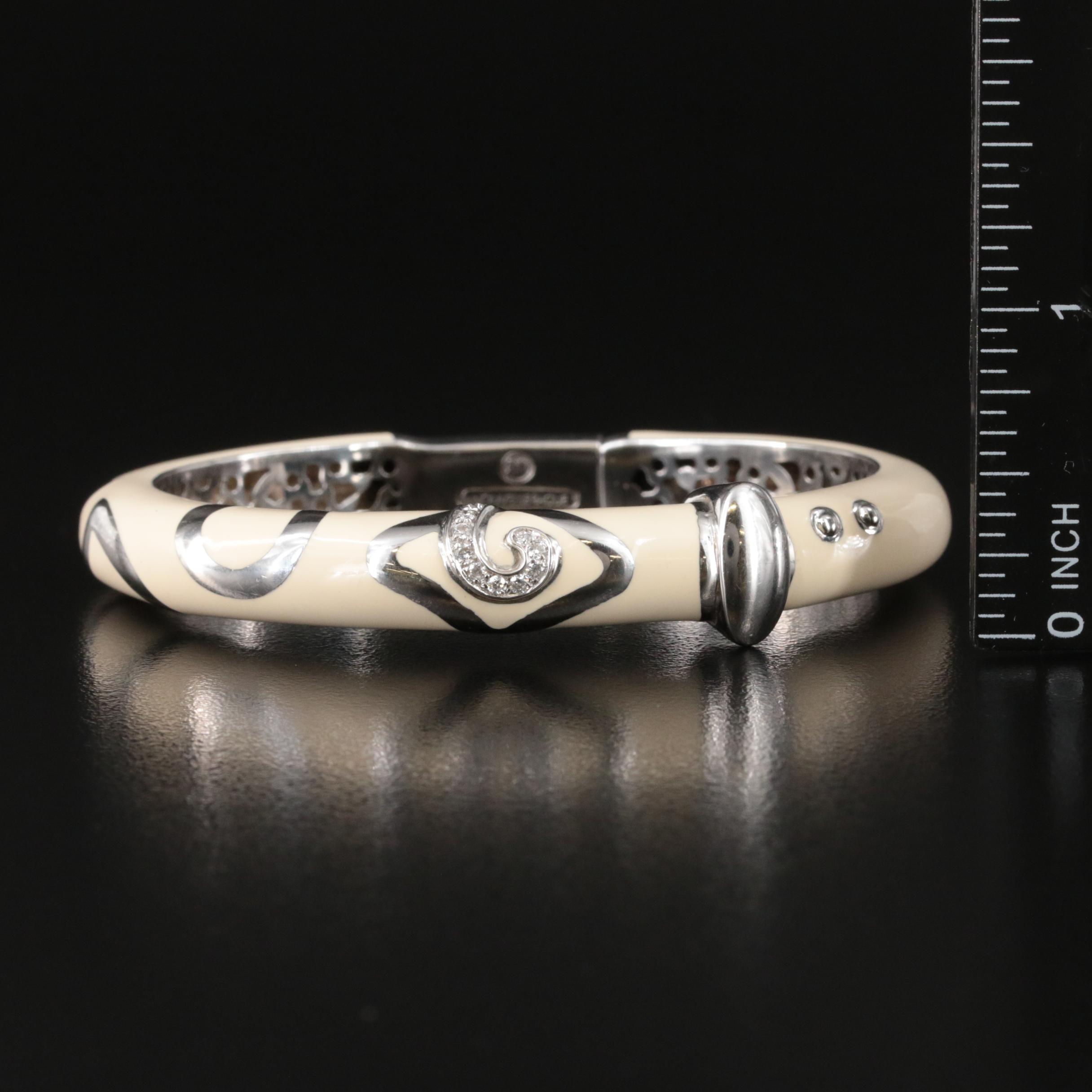 La Nouvelle Bague Sterling and 18K Diamond and Enamel Bangle