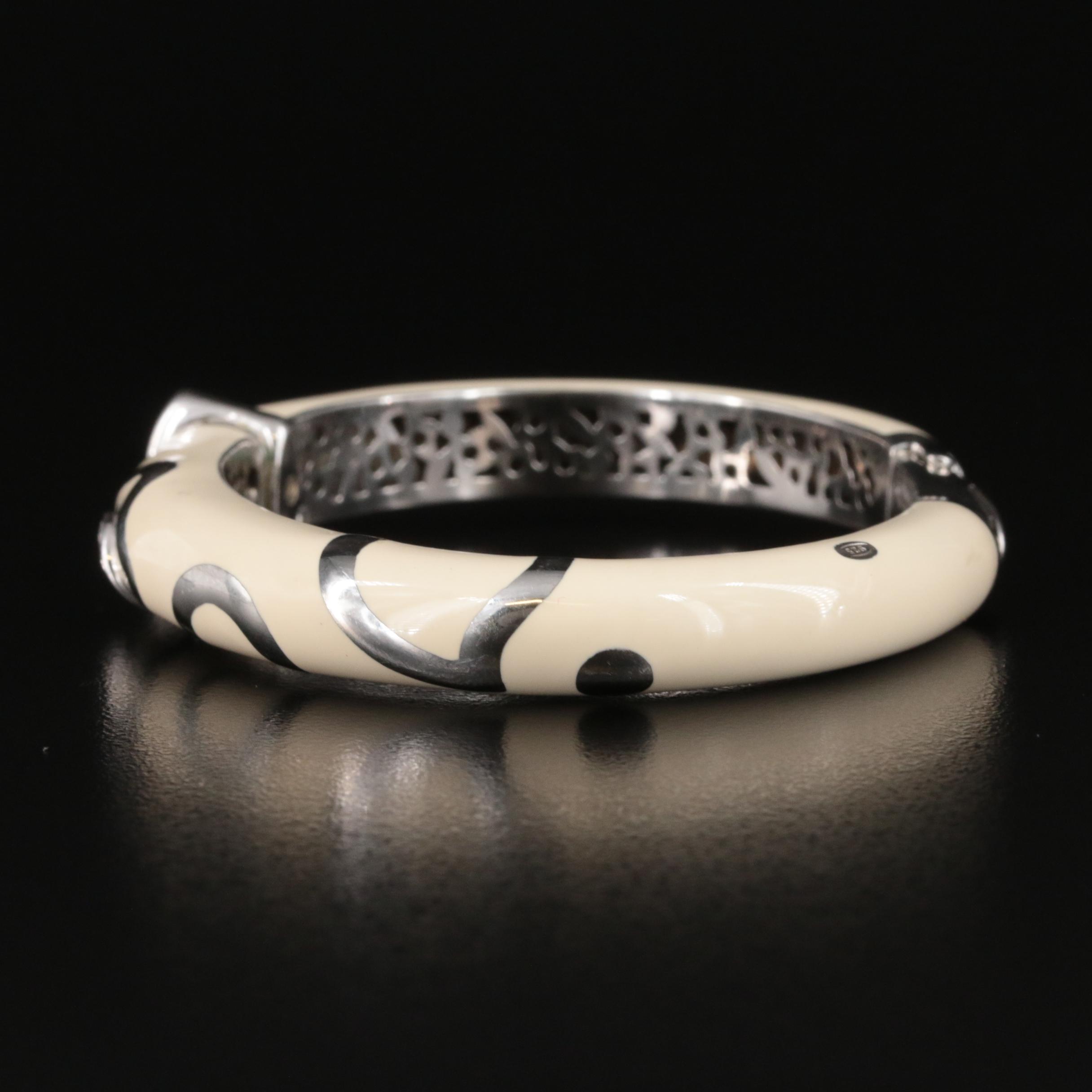 La Nouvelle Bague Sterling and 18K Diamond and Enamel Bangle