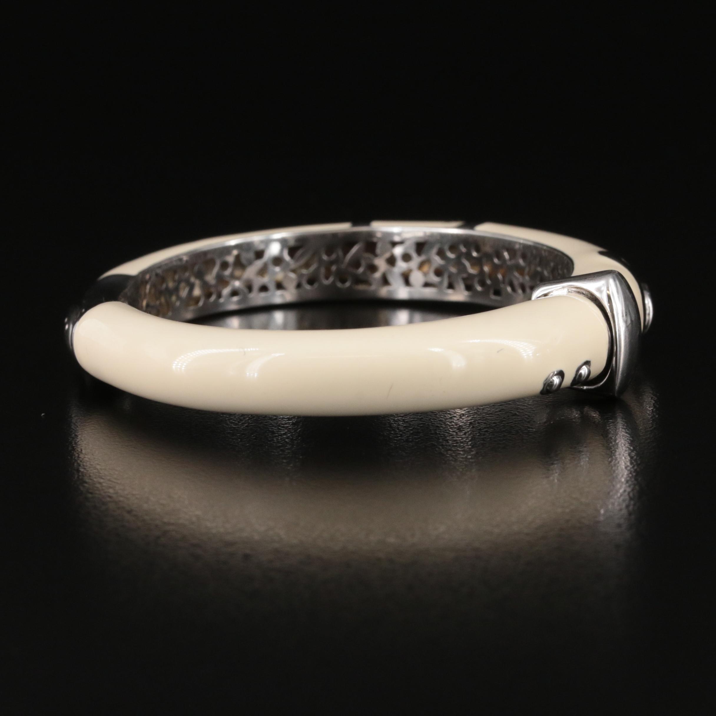 La Nouvelle Bague Sterling and 18K Diamond and Enamel Bangle