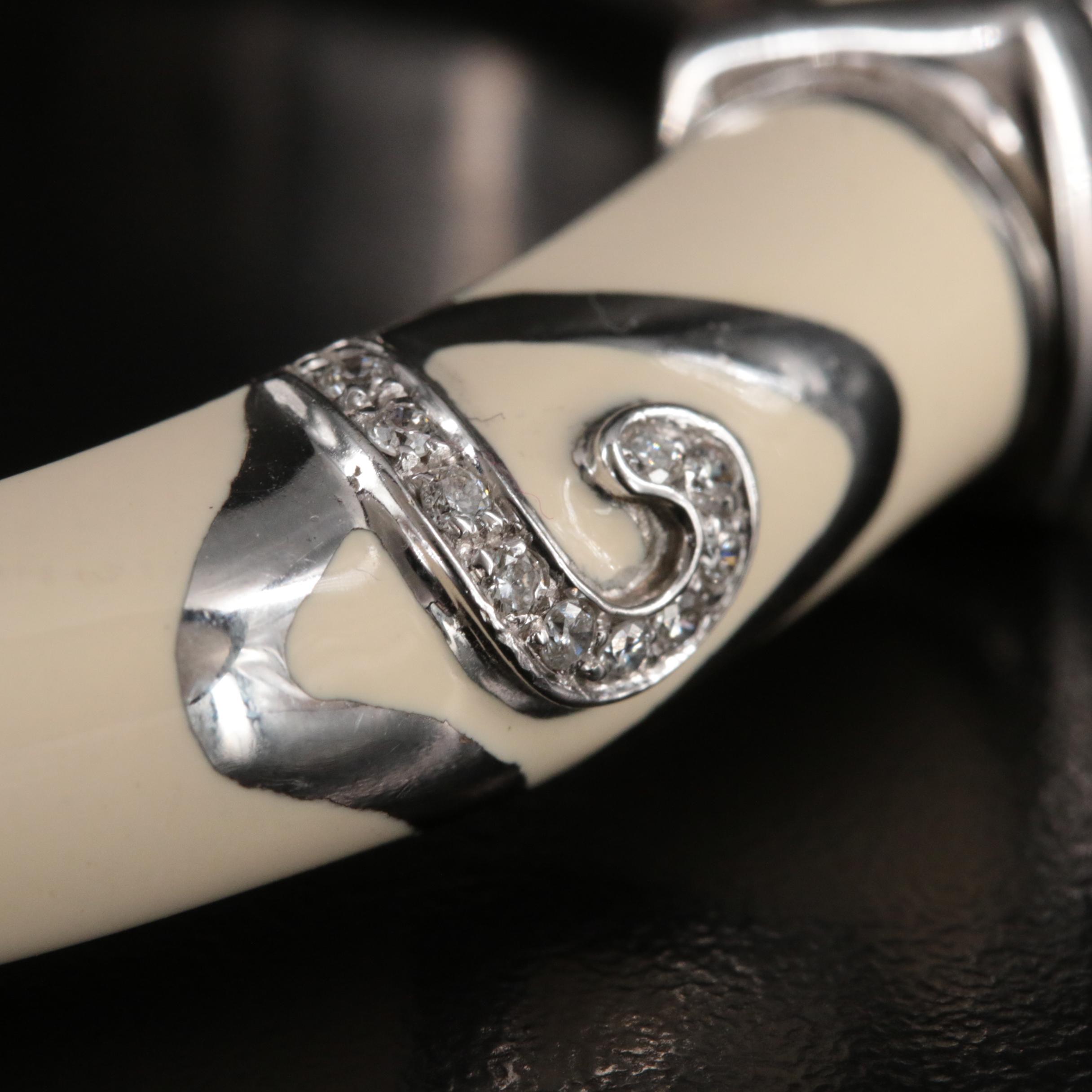 La Nouvelle Bague Sterling and 18K Diamond and Enamel Bangle