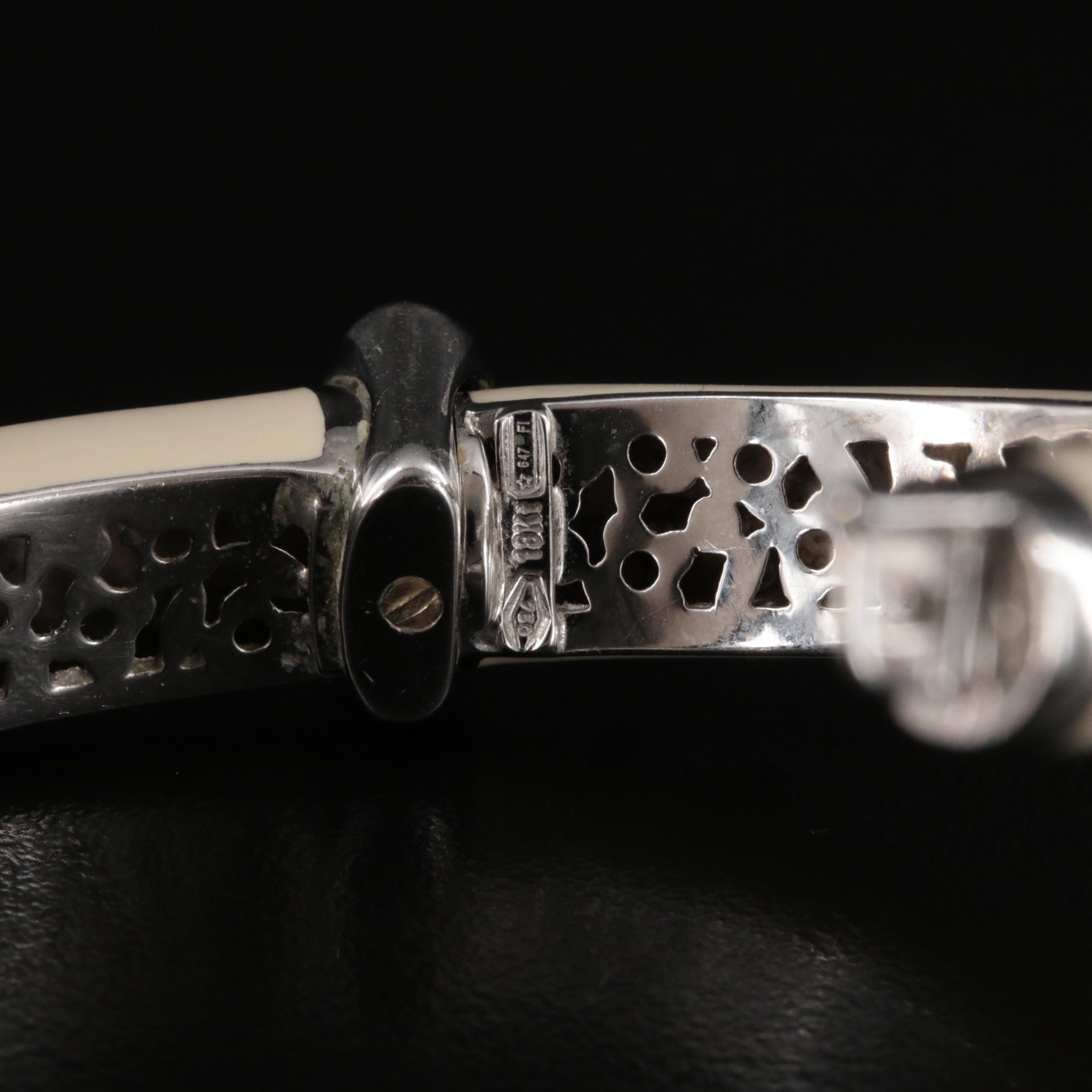 La Nouvelle Bague Sterling and 18K Diamond and Enamel Bangle